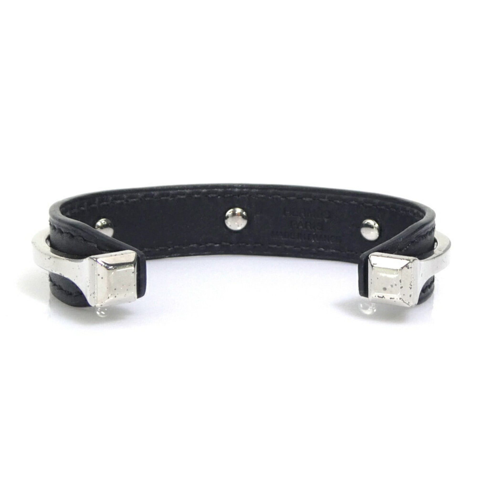 Hermes Hermes Hermès Bangle Bracelet in Leather/Metal, Black/Silver, Unisex (e61169a) Size ONE SIZE - 3 Thumbnail