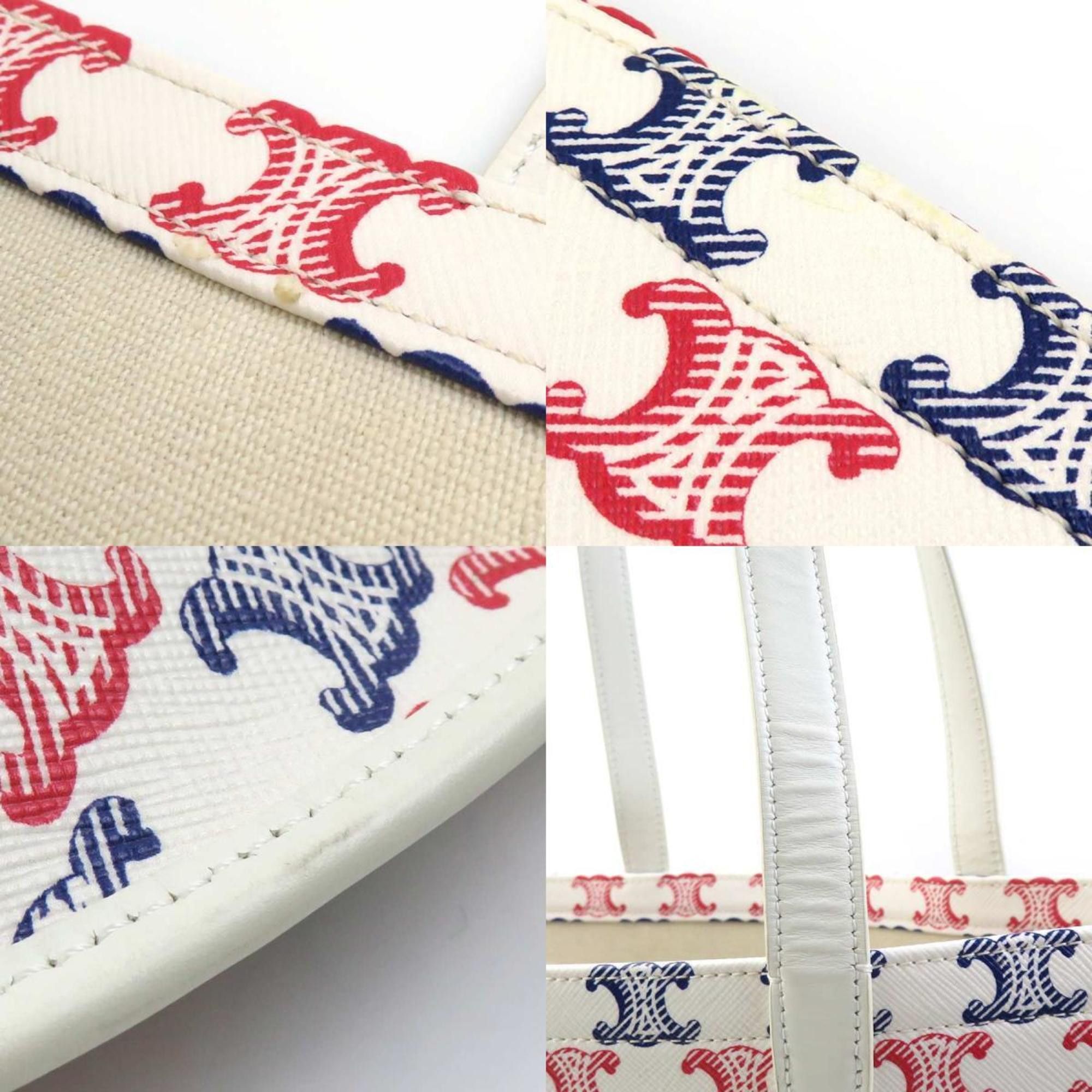 Celine Celine Shoulder Bag, Macadam PVC Coated Canvas, White, Red, and Blue, Women's, H31752k Size ONE SIZE - 4 Thumbnail