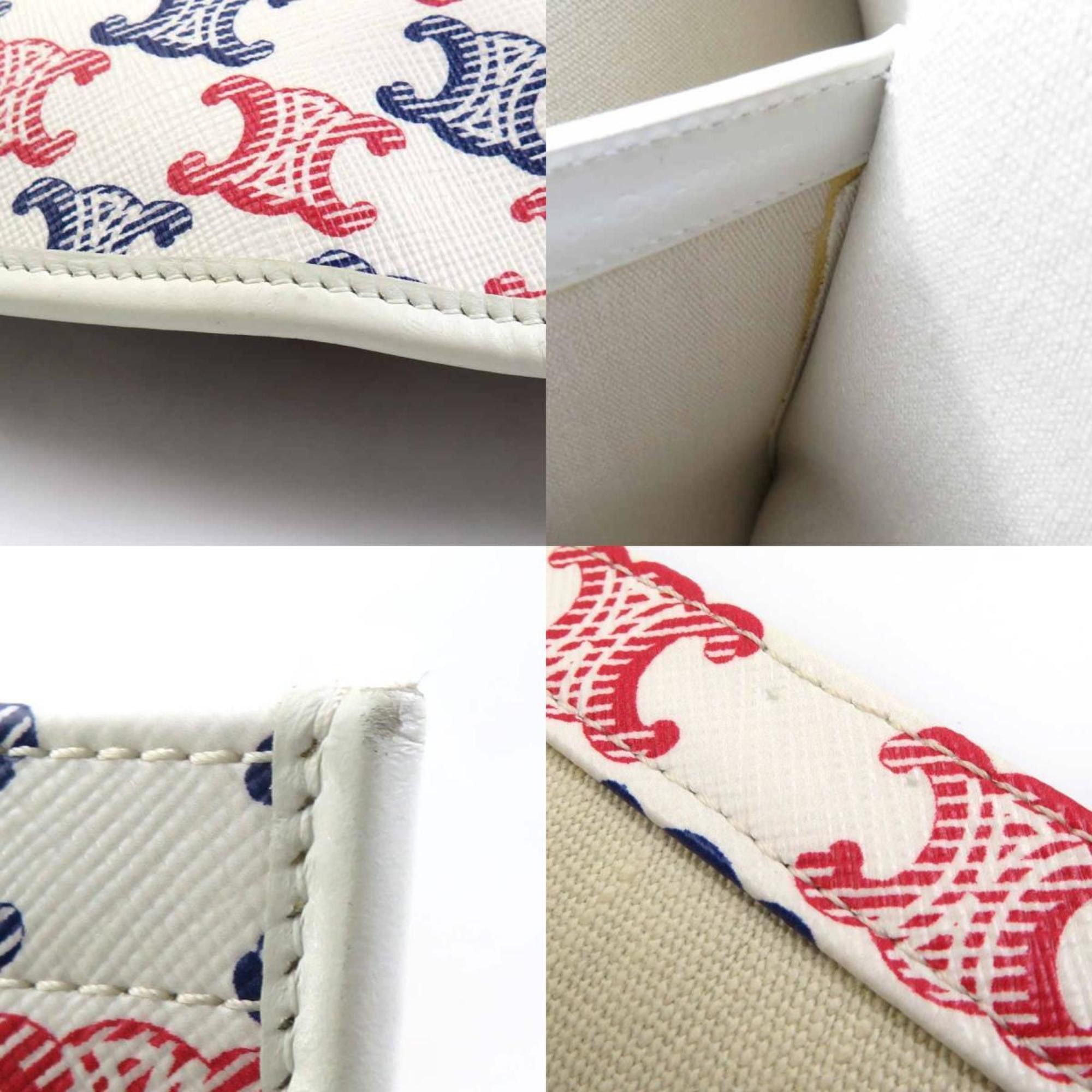 Celine Celine Shoulder Bag, Macadam PVC Coated Canvas, White, Red, and Blue, Women's, H31752k Size ONE SIZE - 3 Thumbnail
