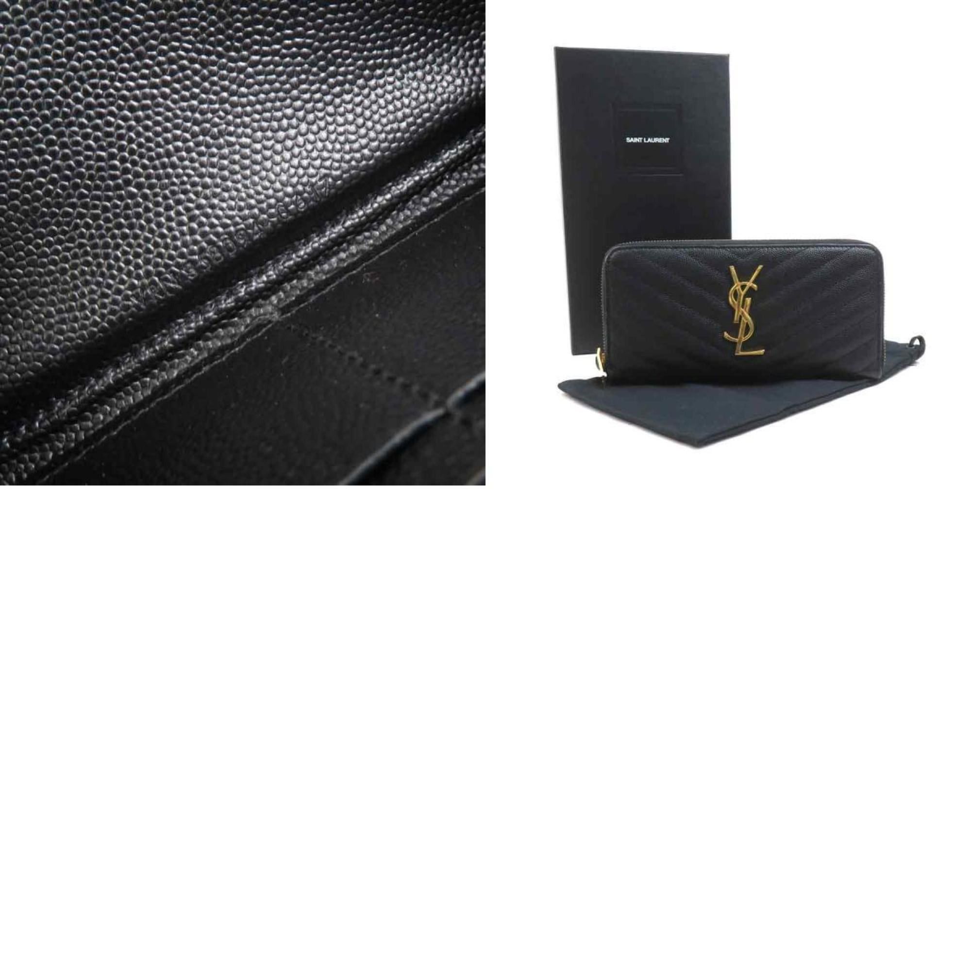 Saint Laurent Paris Saint Laurent round long wallet in black and gold leather for women (h31776g) Size ONE SIZE - 5 Thumbnail