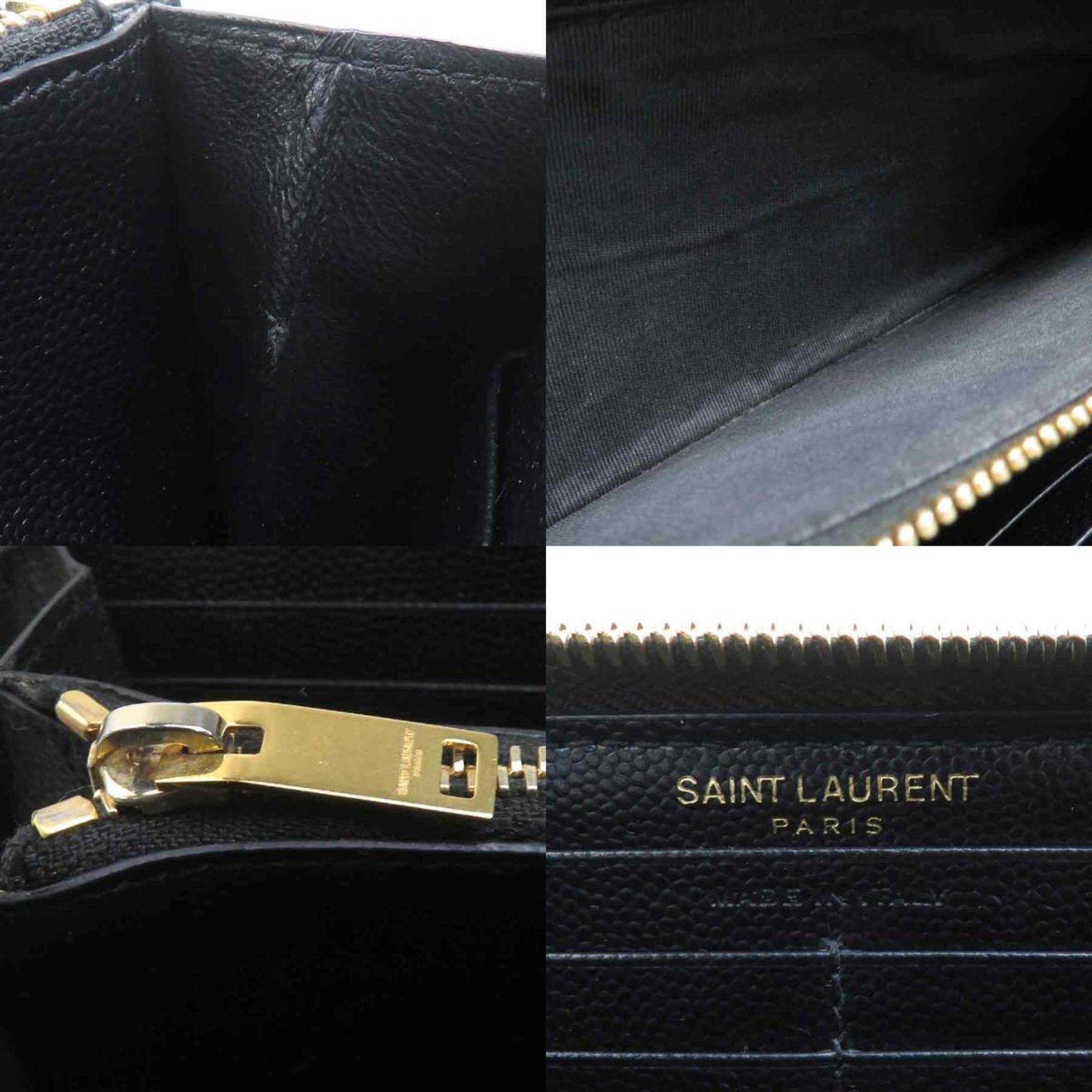 Saint Laurent Paris Saint Laurent round long wallet in black and gold leather for women (h31776g) Size ONE SIZE - 4 Thumbnail