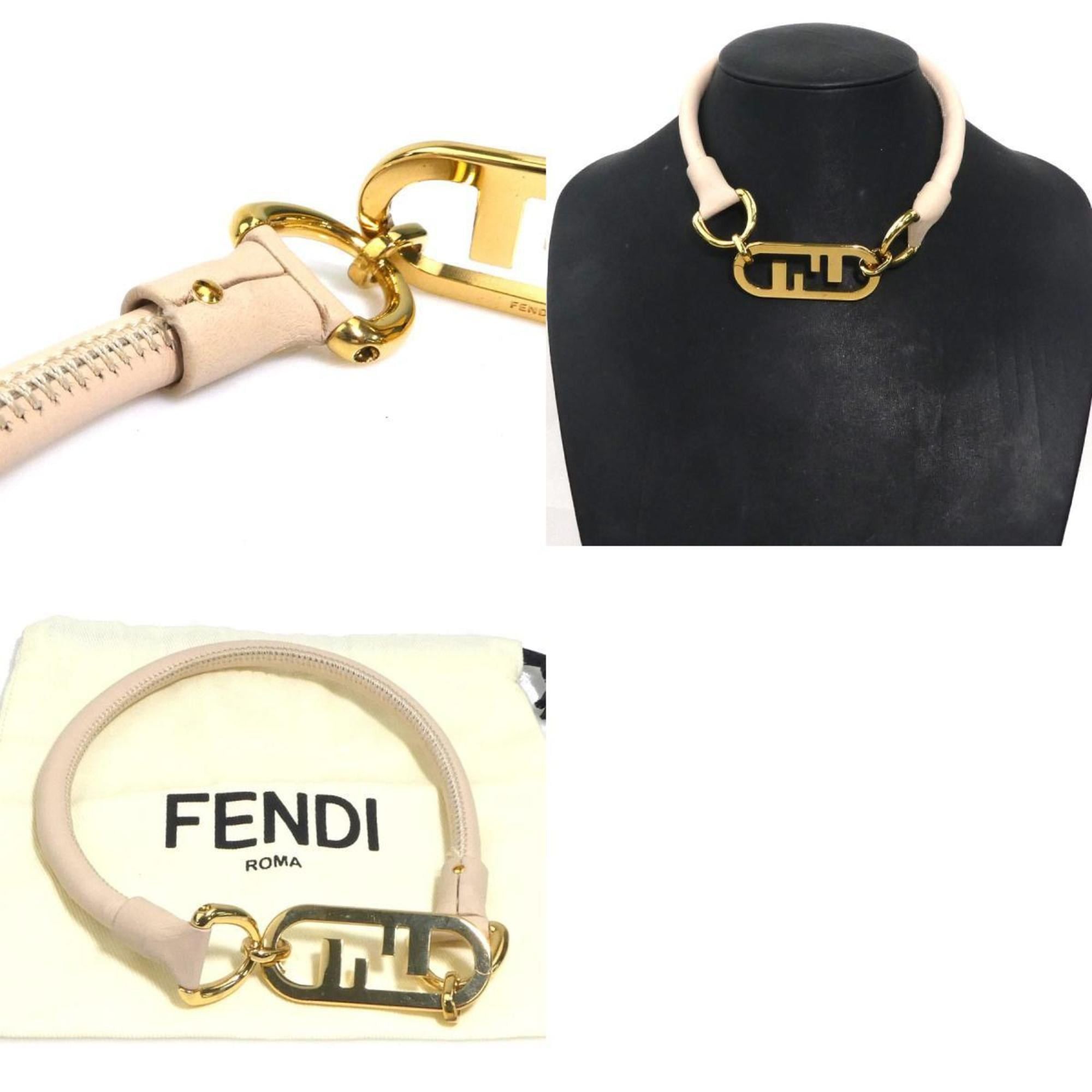 Fendi Fendi choker in leather and metal, light pink gold, women's, h31766a Size ONE SIZE - 5 Thumbnail