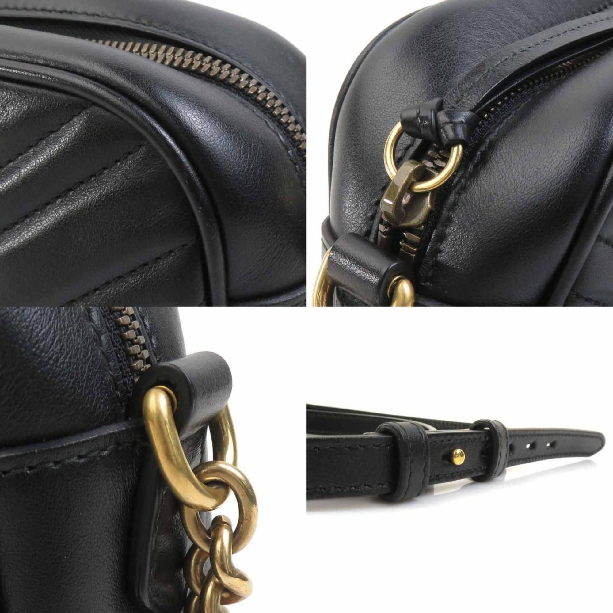 Gucci Gucci GG Marmont Shoulder Bag in Leather/Metal, Black/Gold, Women's, 447632 e61155k Size ONE SIZE - 4 Thumbnail