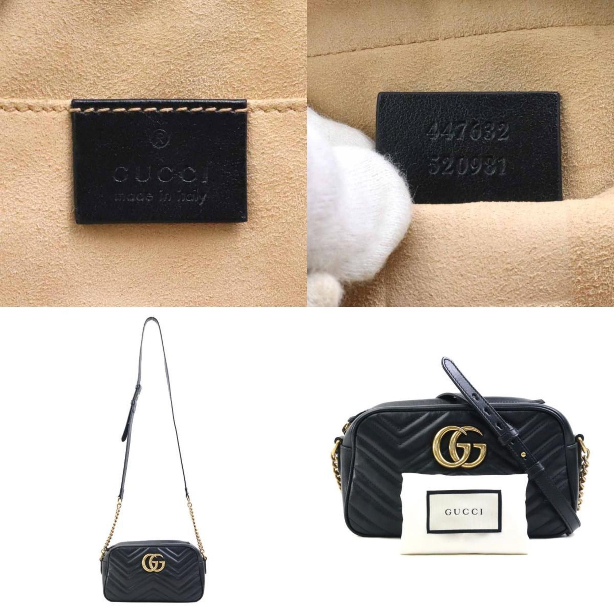 Gucci Gucci GG Marmont Shoulder Bag in Leather/Metal, Black/Gold, Women's, 447632 e61155k Size ONE SIZE - 5 Thumbnail