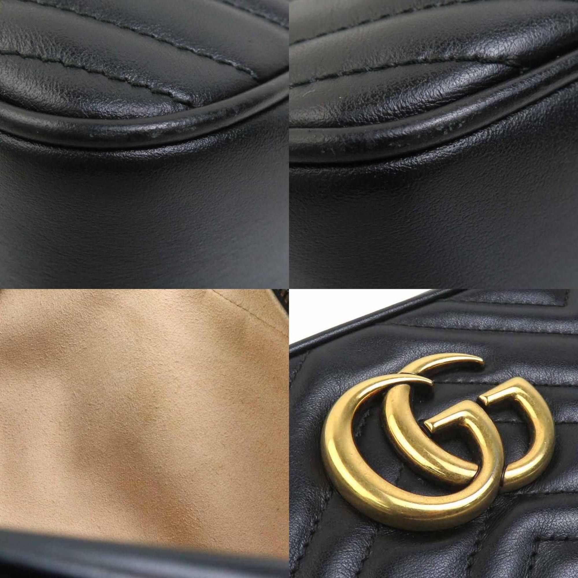 Gucci Gucci GG Marmont Shoulder Bag in Leather/Metal, Black/Gold, Women's, 447632 e61155k Size ONE SIZE - 3 Thumbnail