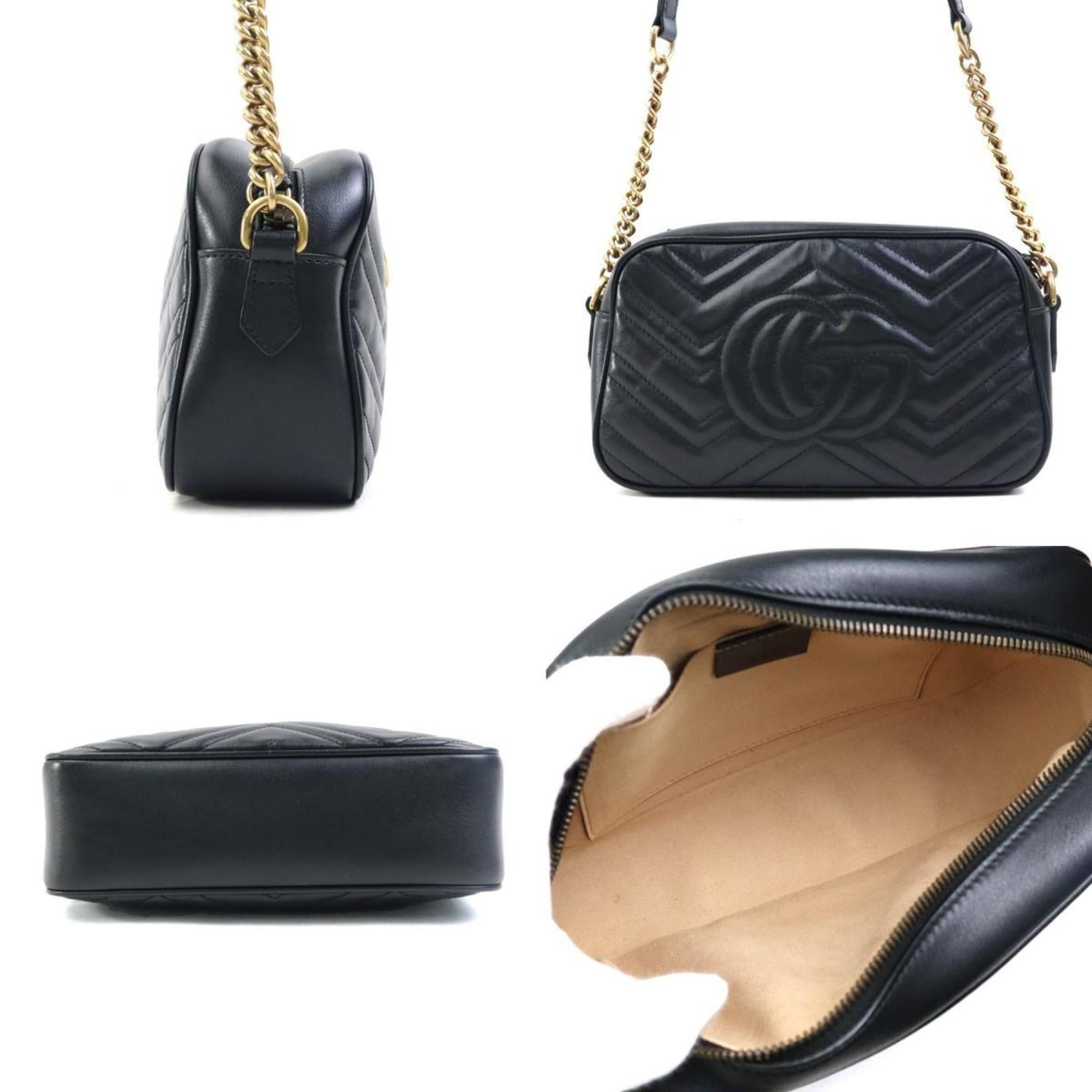 Gucci Gucci GG Marmont Shoulder Bag in Leather/Metal, Black/Gold, Women's, 447632 e61155k Size ONE SIZE - 2 Thumbnail