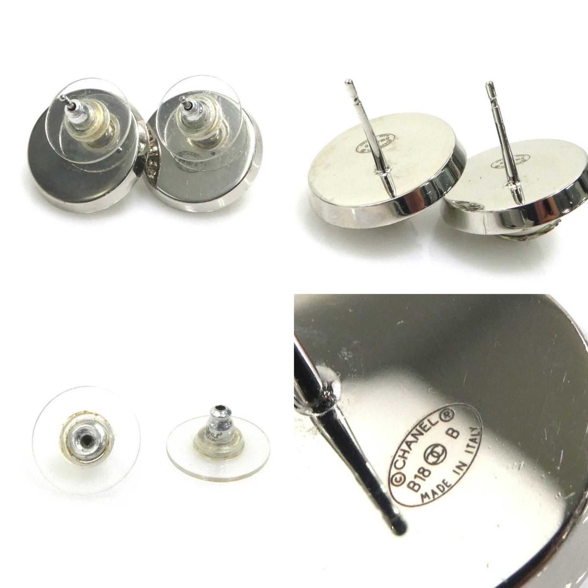 Chanel CHANEL Coco Mark Metal/Faux Pearl Earrings, Silver/White, Women's, e61246a Size ONE SIZE - 5 Thumbnail