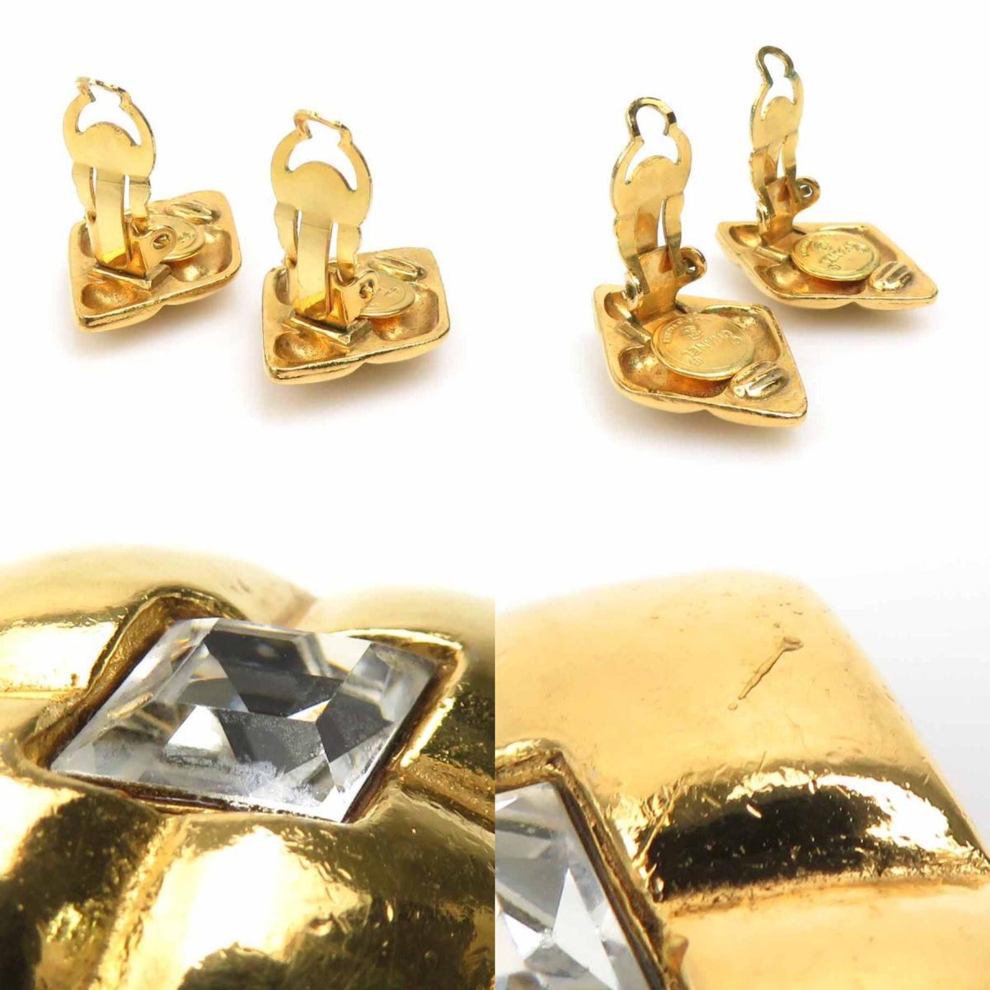 Chanel CHANEL Earrings, Metal/Rhinestone, Gold/Silver, Women's, e61264a Size ONE SIZE - 4 Thumbnail