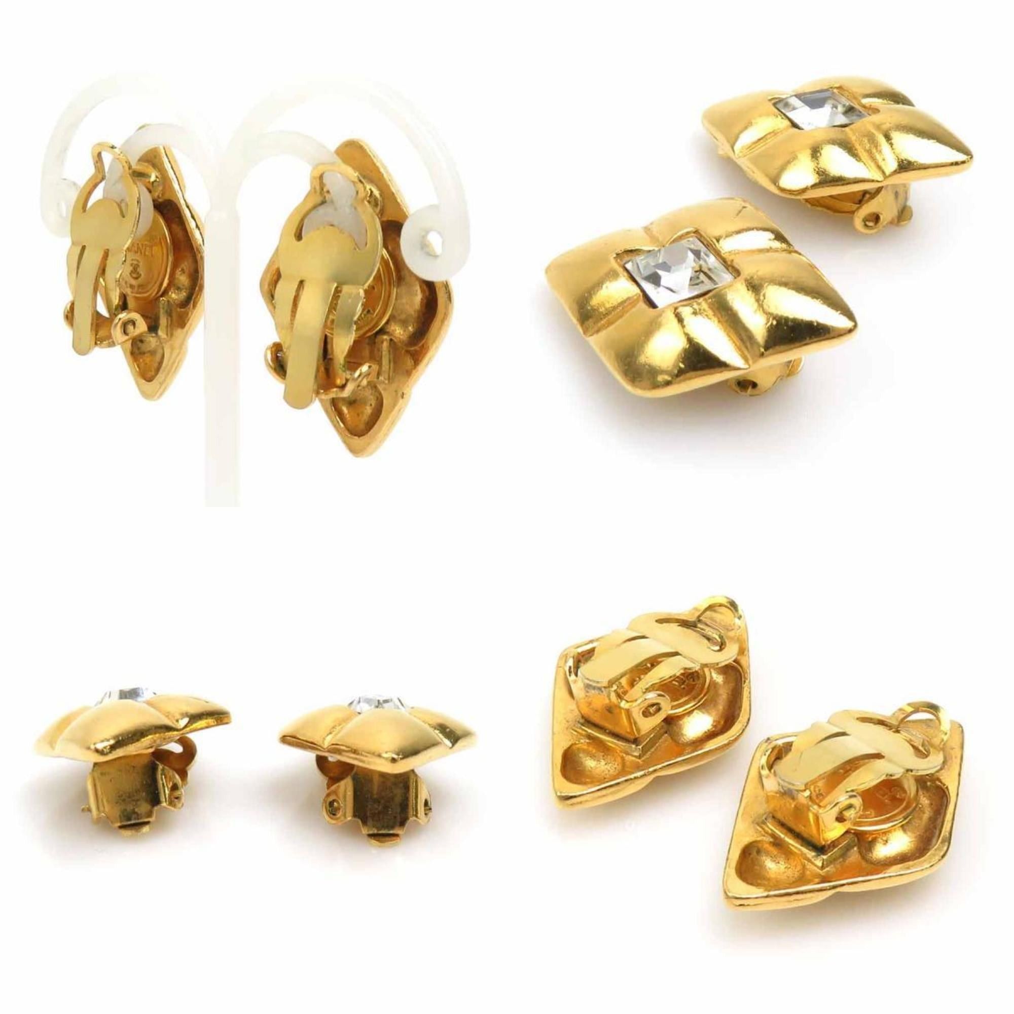 Chanel CHANEL Earrings, Metal/Rhinestone, Gold/Silver, Women's, e61264a Size ONE SIZE - 3 Thumbnail