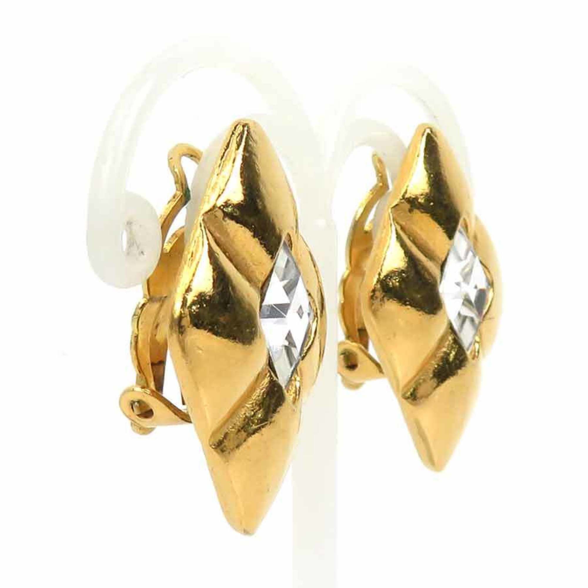 Chanel CHANEL Earrings, Metal/Rhinestone, Gold/Silver, Women's, e61264a Size ONE SIZE - 2 Thumbnail