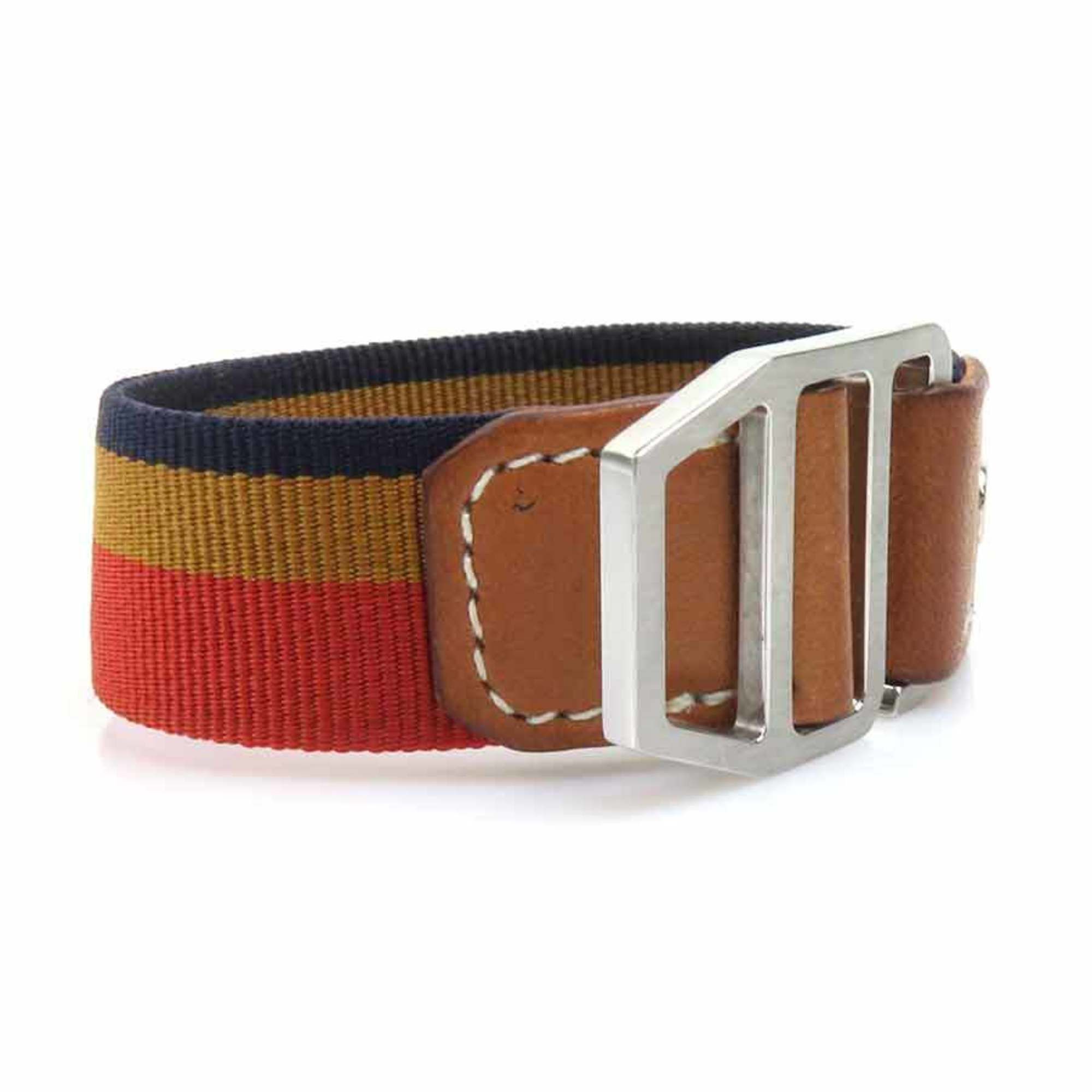 Hermes Hermès HERMES Bracelet Canvas/Leather Orange/Brown/Navy Silver Women's e61247g Size ONE SIZE - 2 Thumbnail