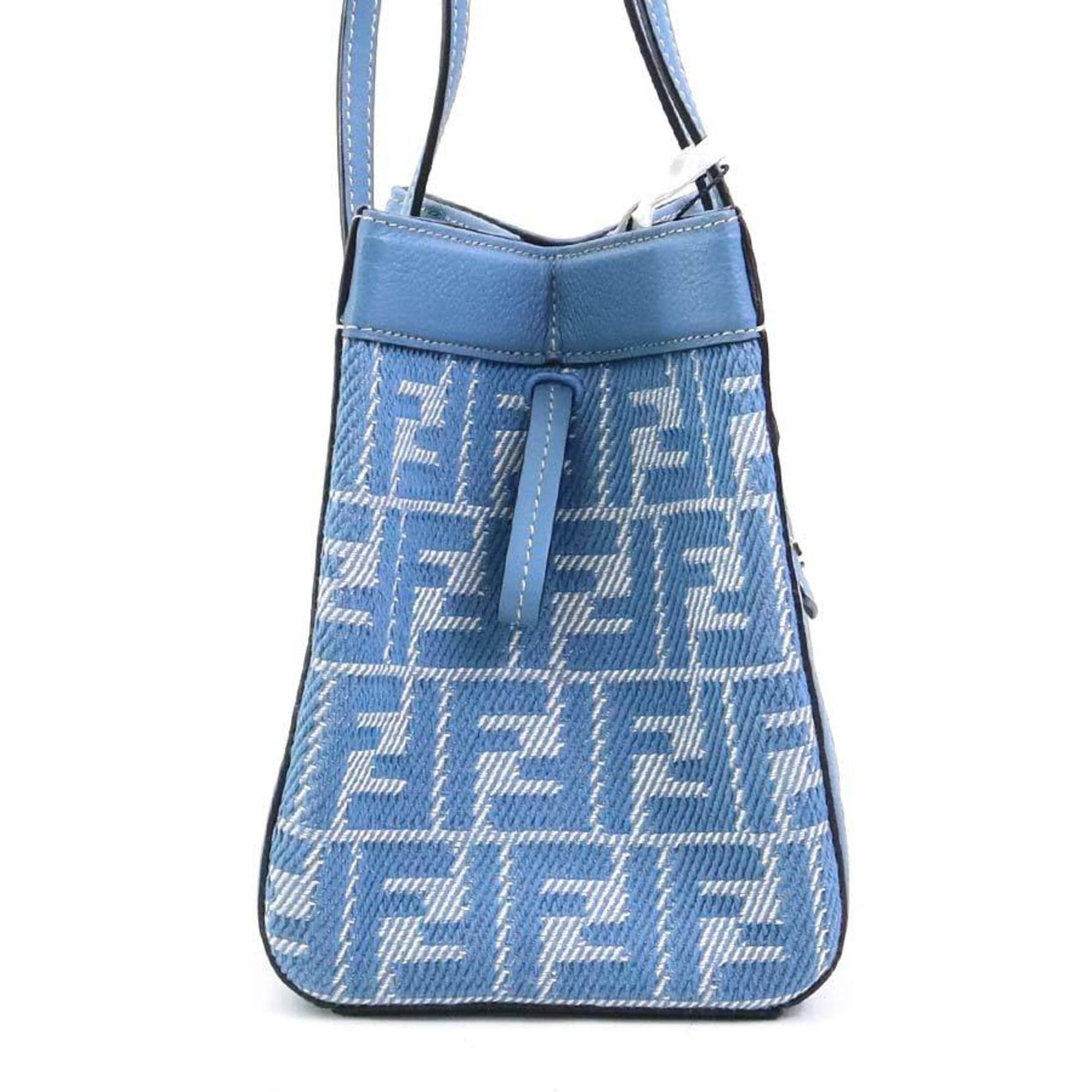 Fendi Fendi Zucca Origami Canvas/Leather Shoulder Bag, Blue, Women's, 8BS083 AUQ7 90220a Size ONE SIZE - 2 Thumbnail