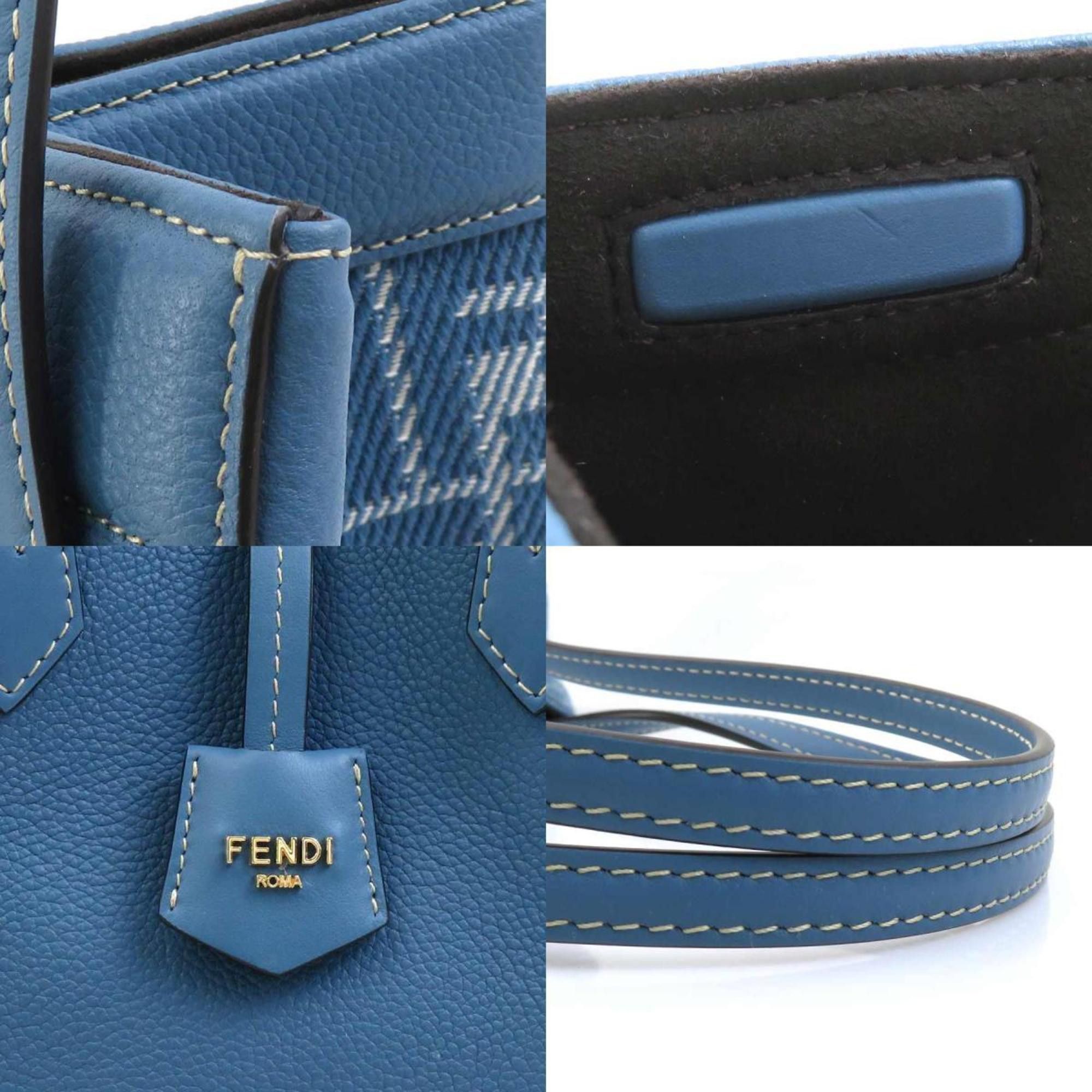 Fendi Fendi Zucca Origami Canvas/Leather Shoulder Bag, Blue, Women's, 8BS083 AUQ7 90220a Size ONE SIZE - 4 Thumbnail