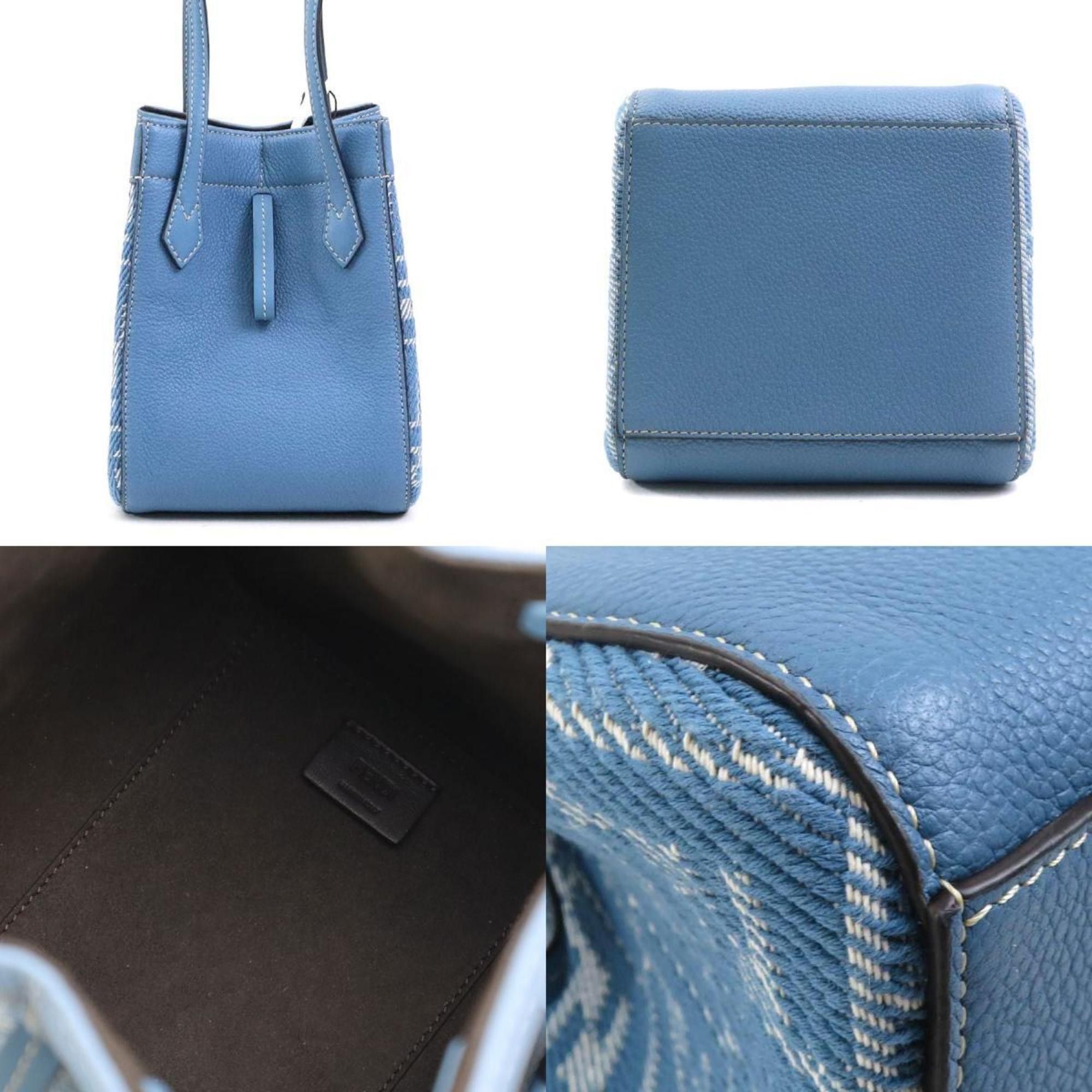 Fendi Fendi Zucca Origami Canvas/Leather Shoulder Bag, Blue, Women's, 8BS083 AUQ7 90220a Size ONE SIZE - 3 Thumbnail