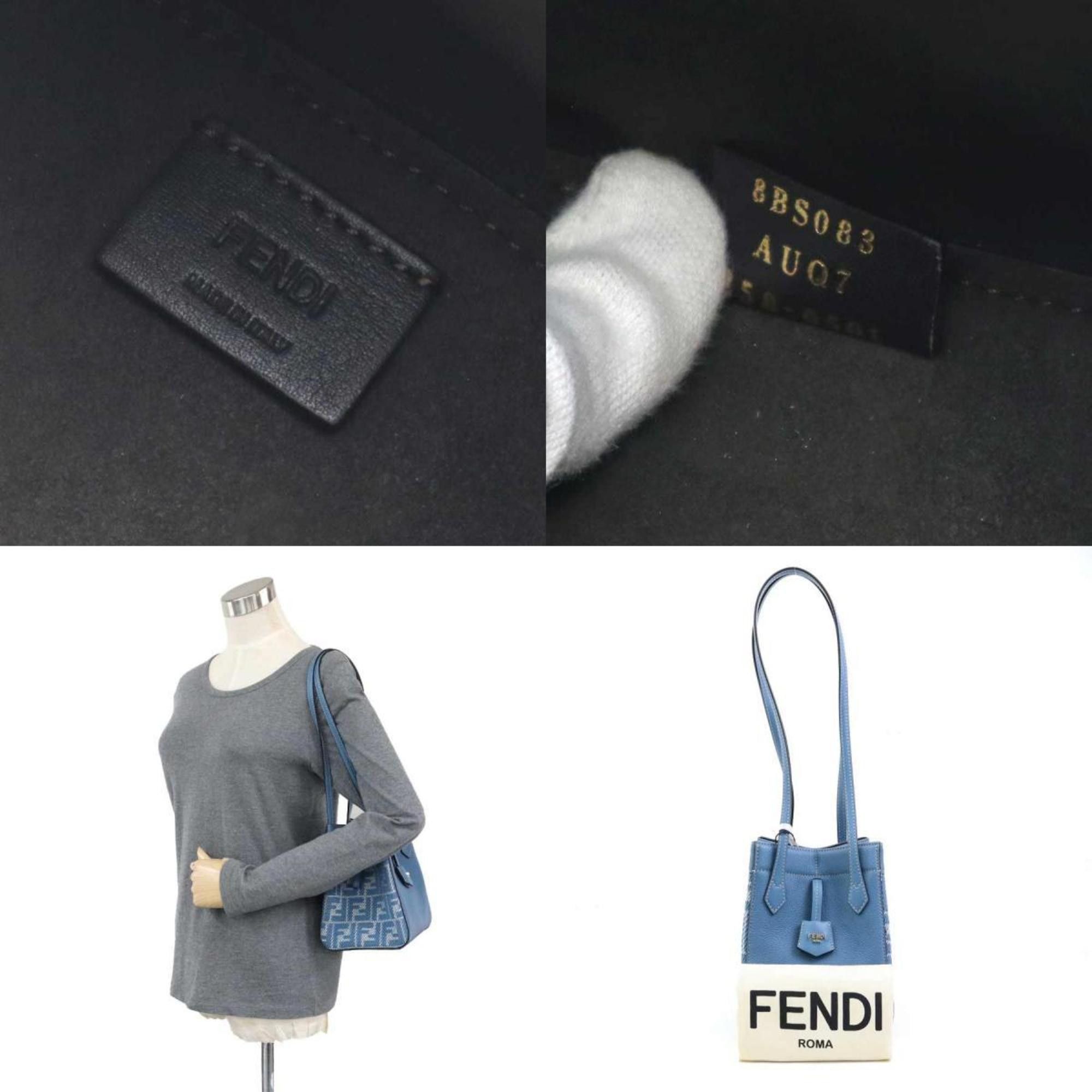 Fendi Fendi Zucca Origami Canvas/Leather Shoulder Bag, Blue, Women's, 8BS083 AUQ7 90220a Size ONE SIZE - 5 Thumbnail