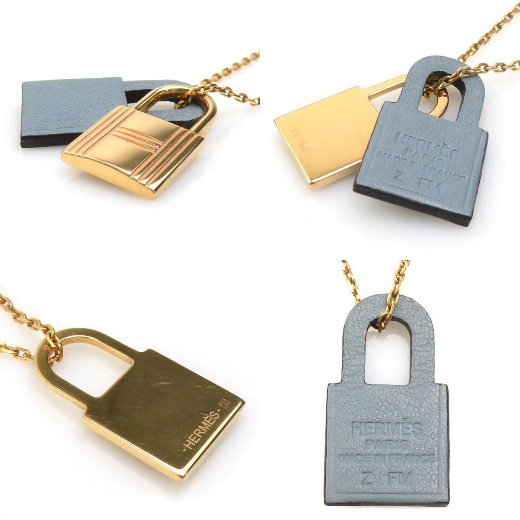 Hermes Hermes Hermès O'Kelly PM Necklace in Metal/Leather, Gold/Gray, Women's, e61210g Size ONE SIZE - 4 Thumbnail