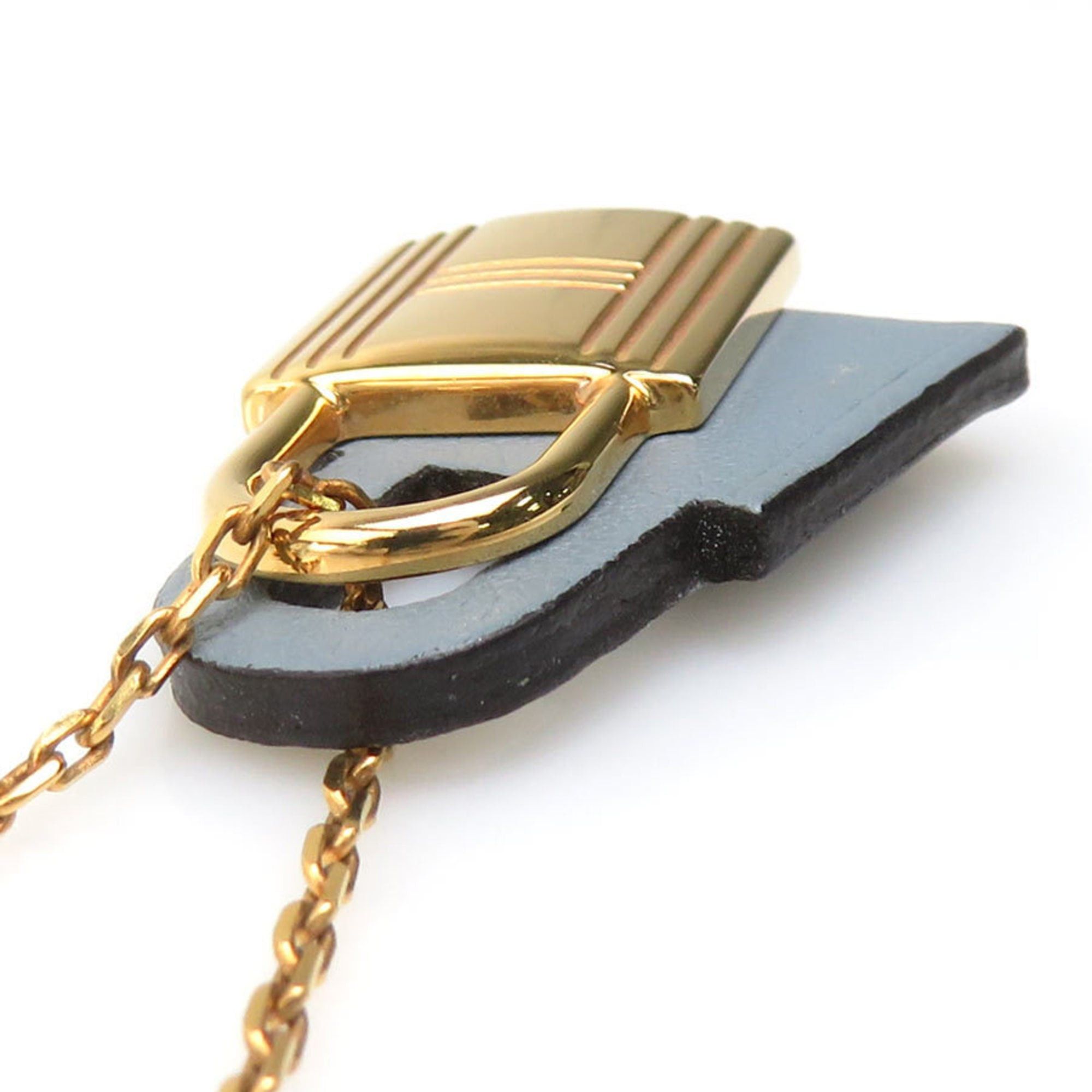 Hermes Hermes Hermès O'Kelly PM Necklace in Metal/Leather, Gold/Gray, Women's, e61210g Size ONE SIZE - 3 Thumbnail