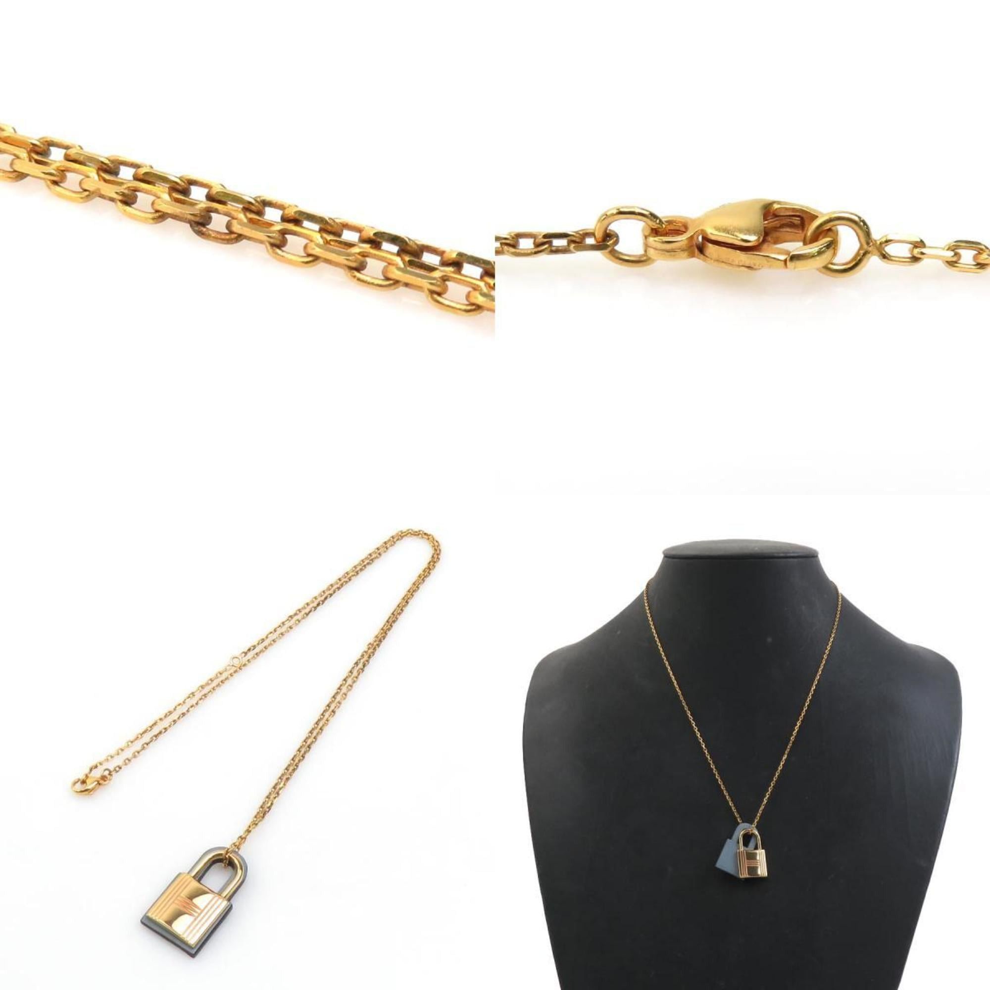 Hermes Hermes Hermès O'Kelly PM Necklace in Metal/Leather, Gold/Gray, Women's, e61210g Size ONE SIZE - 5 Thumbnail