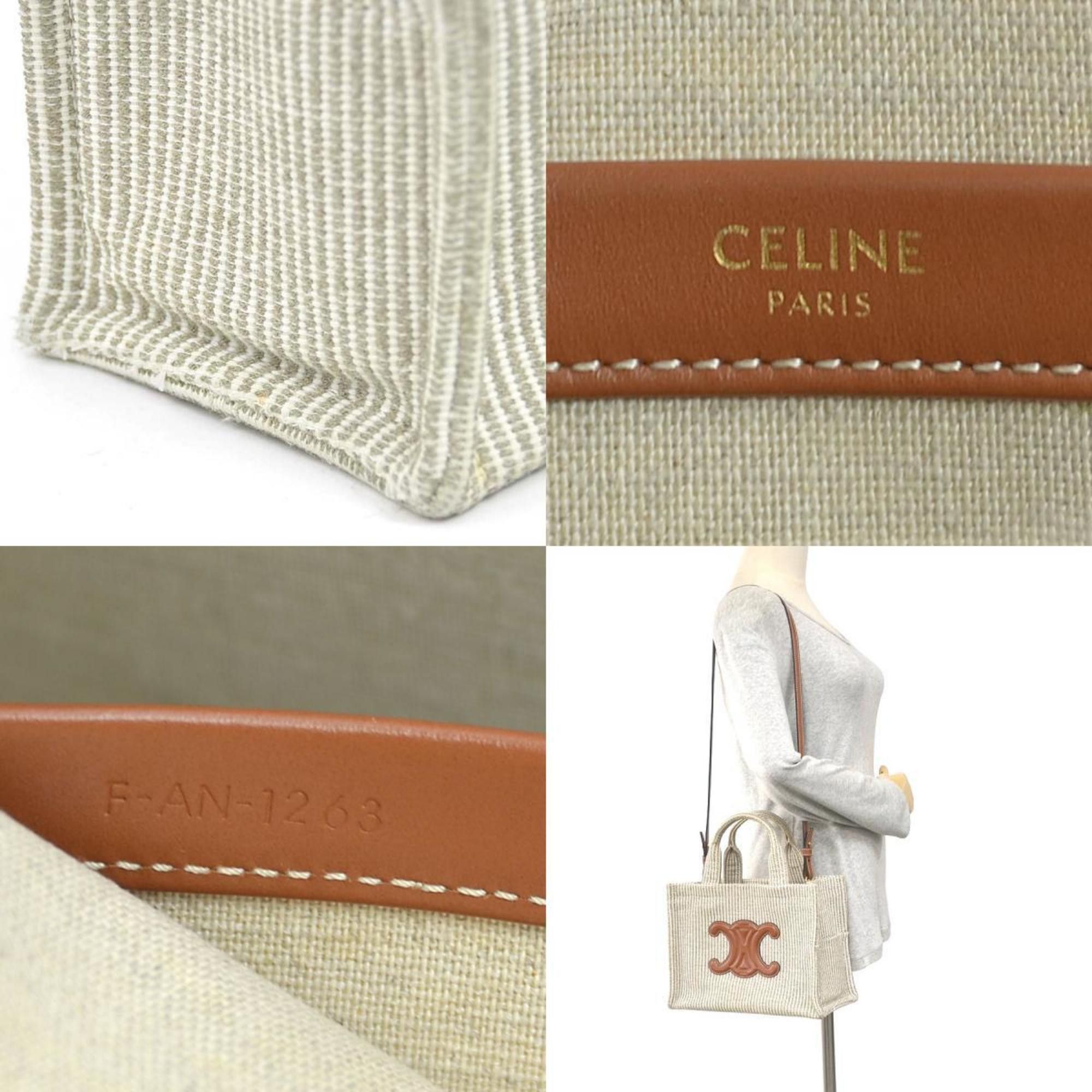 Celine Celine Small Cabas Thais Handbag Shoulder Bag in Brown and Beige Canvas/Leather, Women's, 90217g Size ONE SIZE - 5 Thumbnail