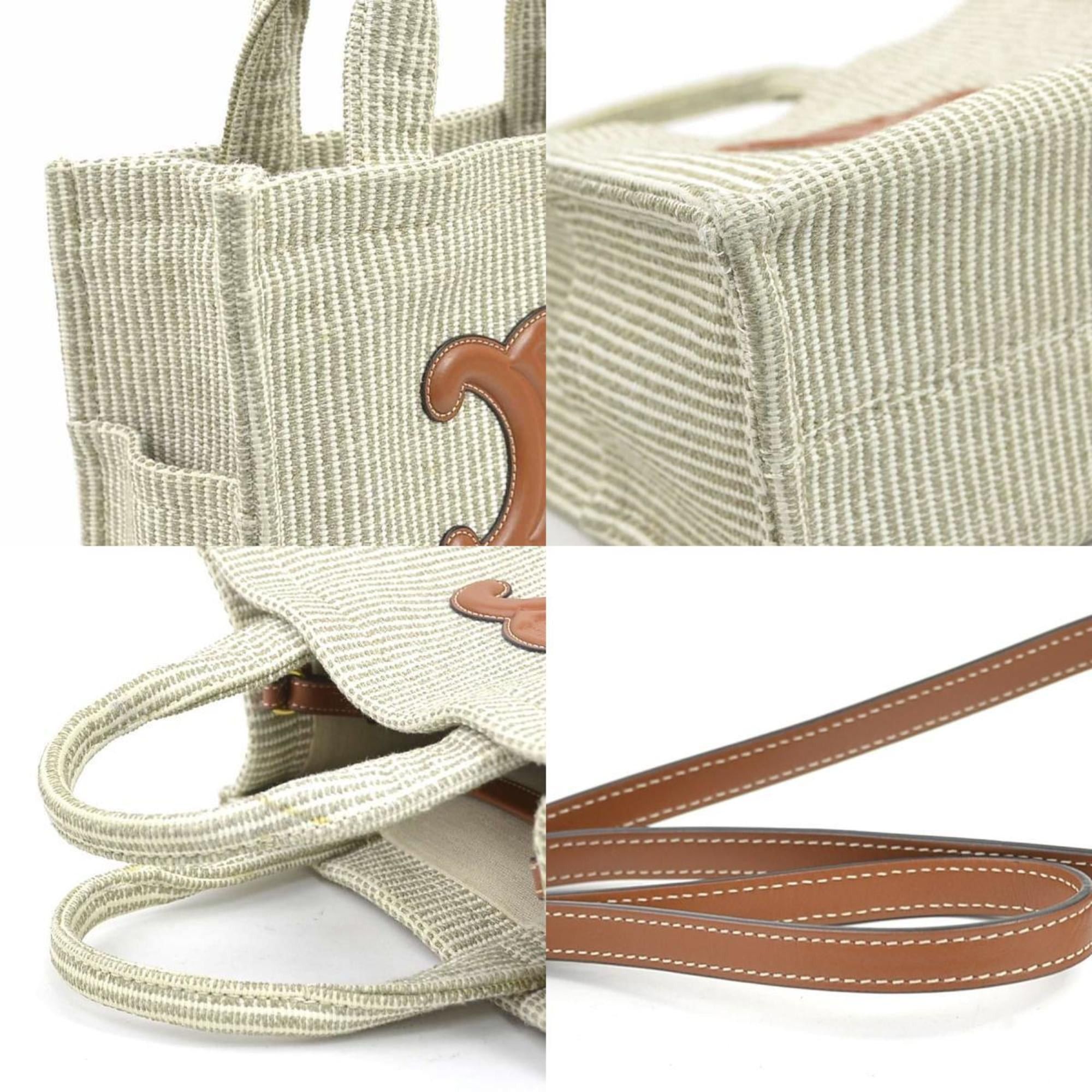 Celine Celine Small Cabas Thais Handbag Shoulder Bag in Brown and Beige Canvas/Leather, Women's, 90217g Size ONE SIZE - 3 Thumbnail