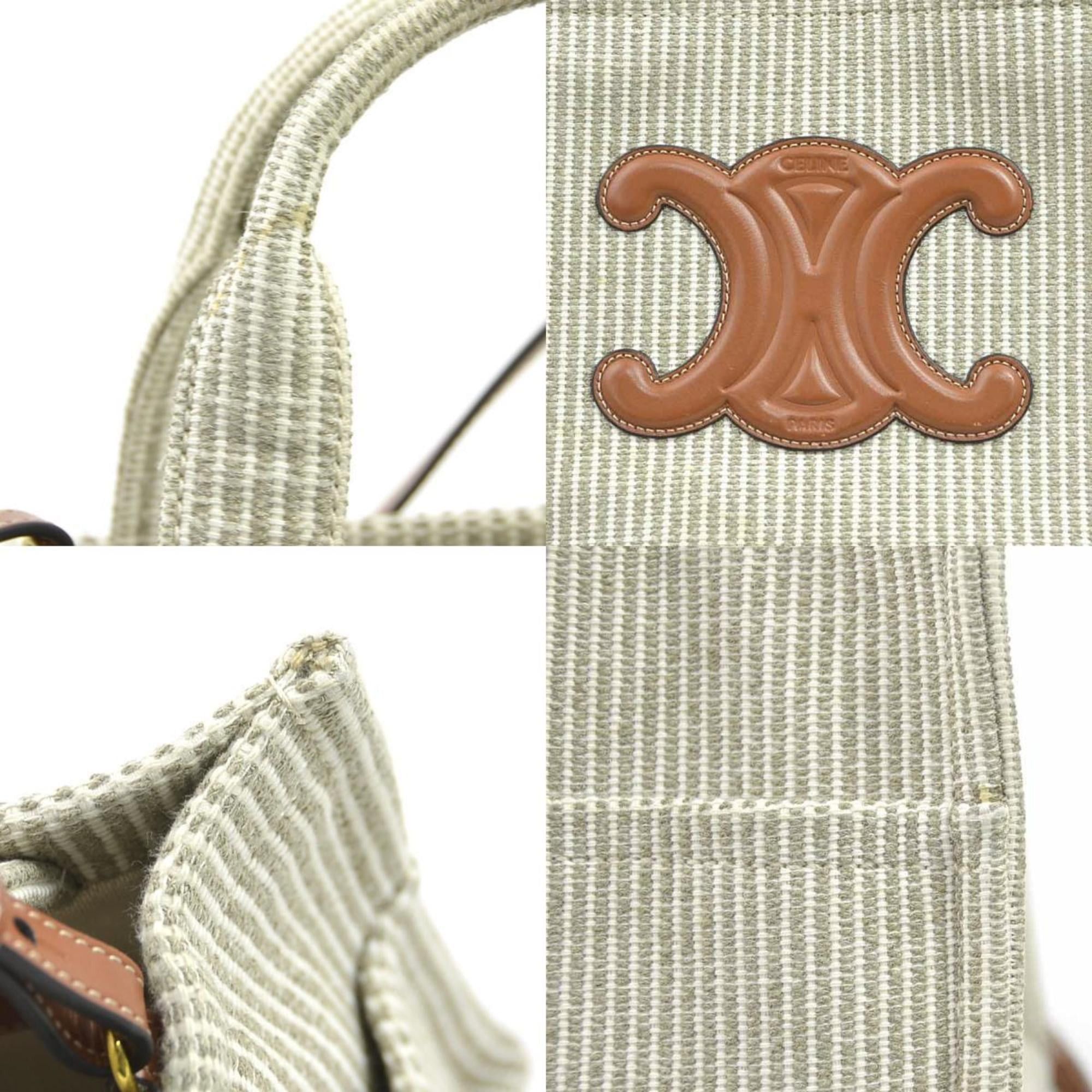 Celine Celine Small Cabas Thais Handbag Shoulder Bag in Brown and Beige Canvas/Leather, Women's, 90217g Size ONE SIZE - 4 Thumbnail