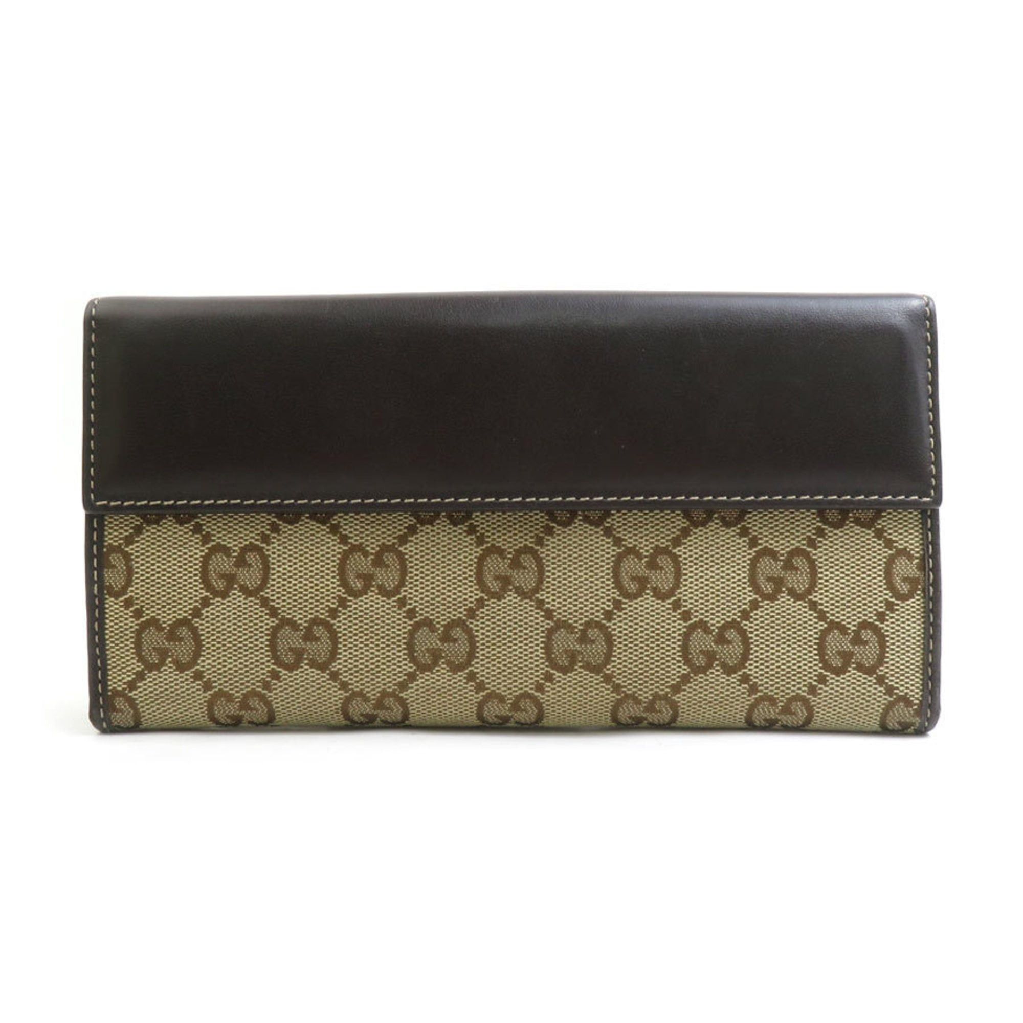 Gucci Gucci Bi-fold Long Wallet GG Canvas/Leather Brown Women's 203550 h31800g Size ONE SIZE - 2 Thumbnail