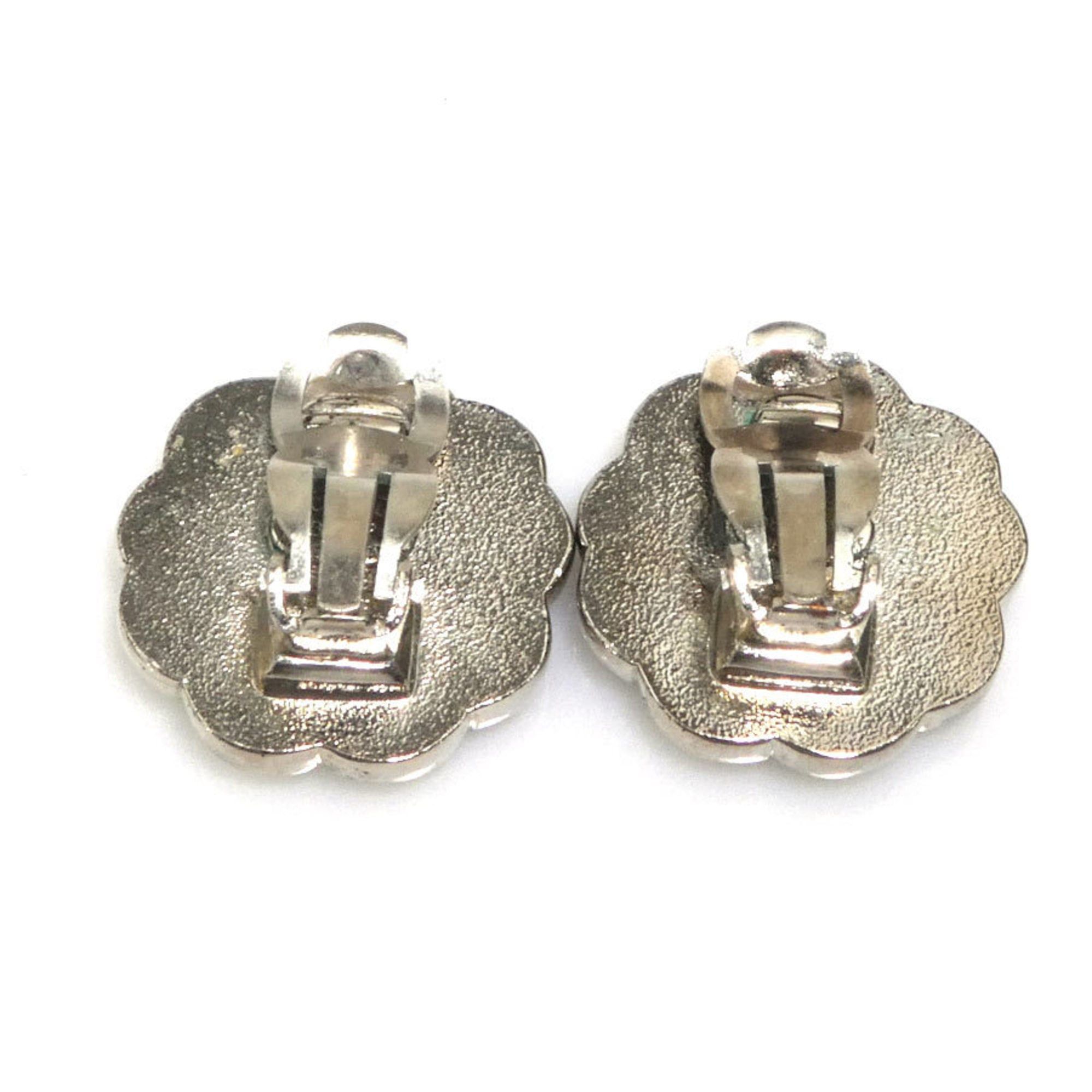 Chanel CHANEL Clover Earrings, Metal/Shell, Silver/White, Women's, e61206a Size ONE SIZE - 4 Thumbnail