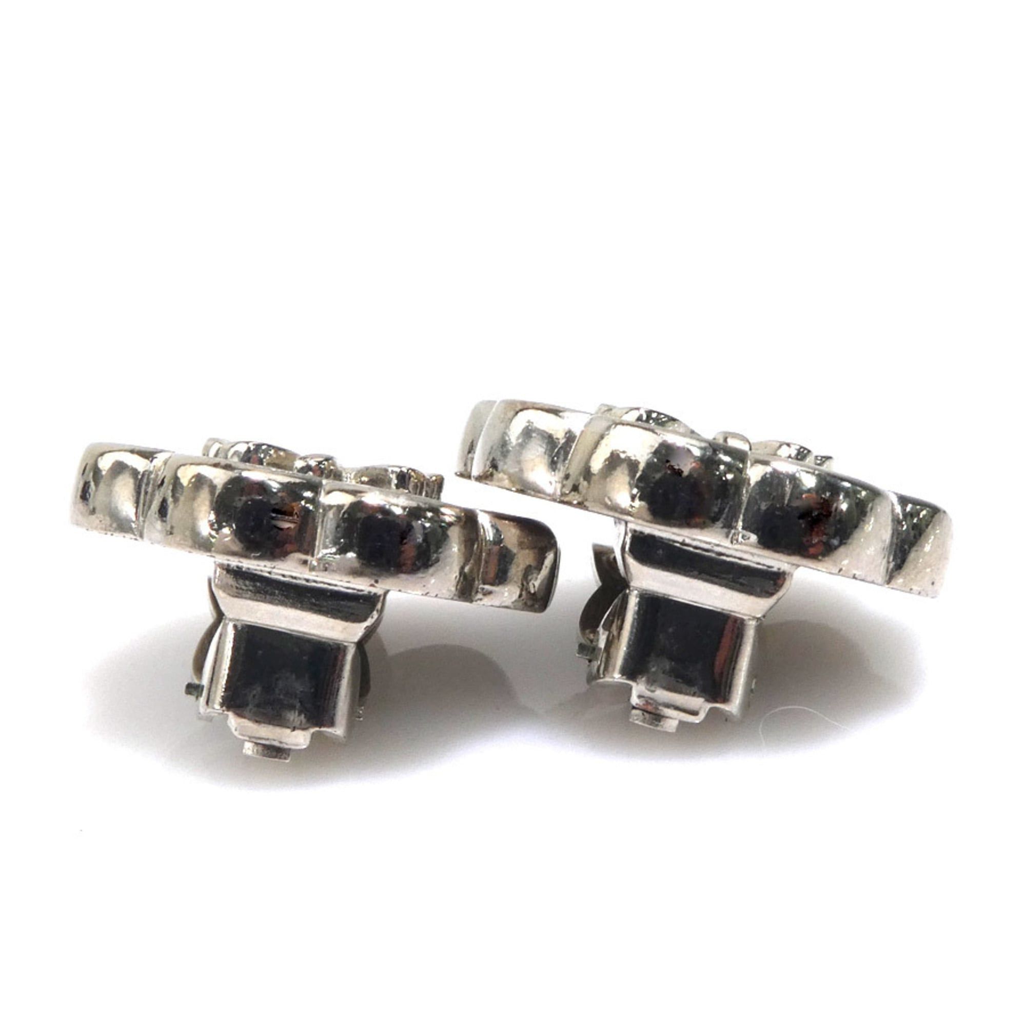 Chanel CHANEL Clover Earrings, Metal/Shell, Silver/White, Women's, e61206a Size ONE SIZE - 3 Thumbnail