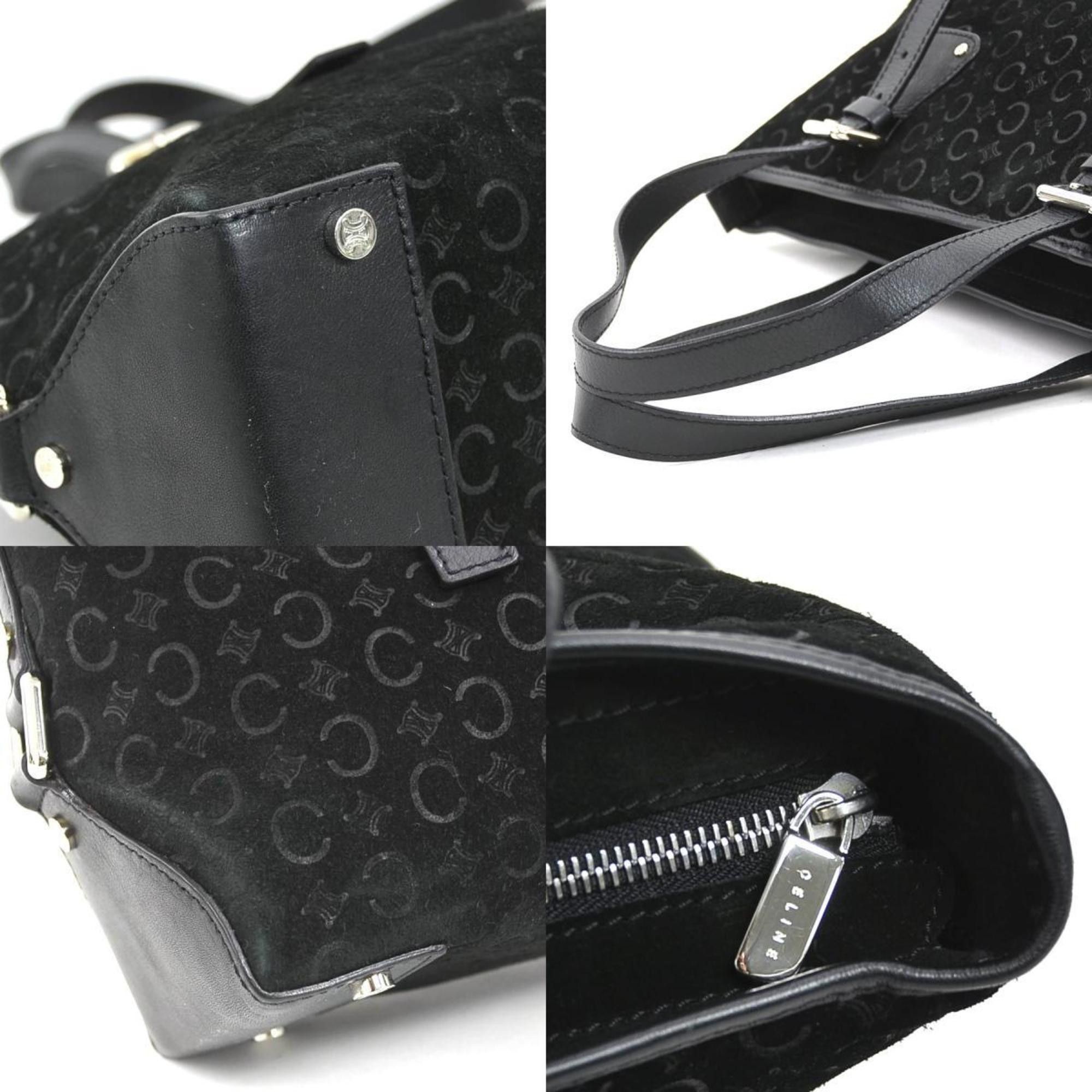 Celine Celine handbag in suede/leather, black and silver, women's e61253k Size ONE SIZE - 4 Thumbnail