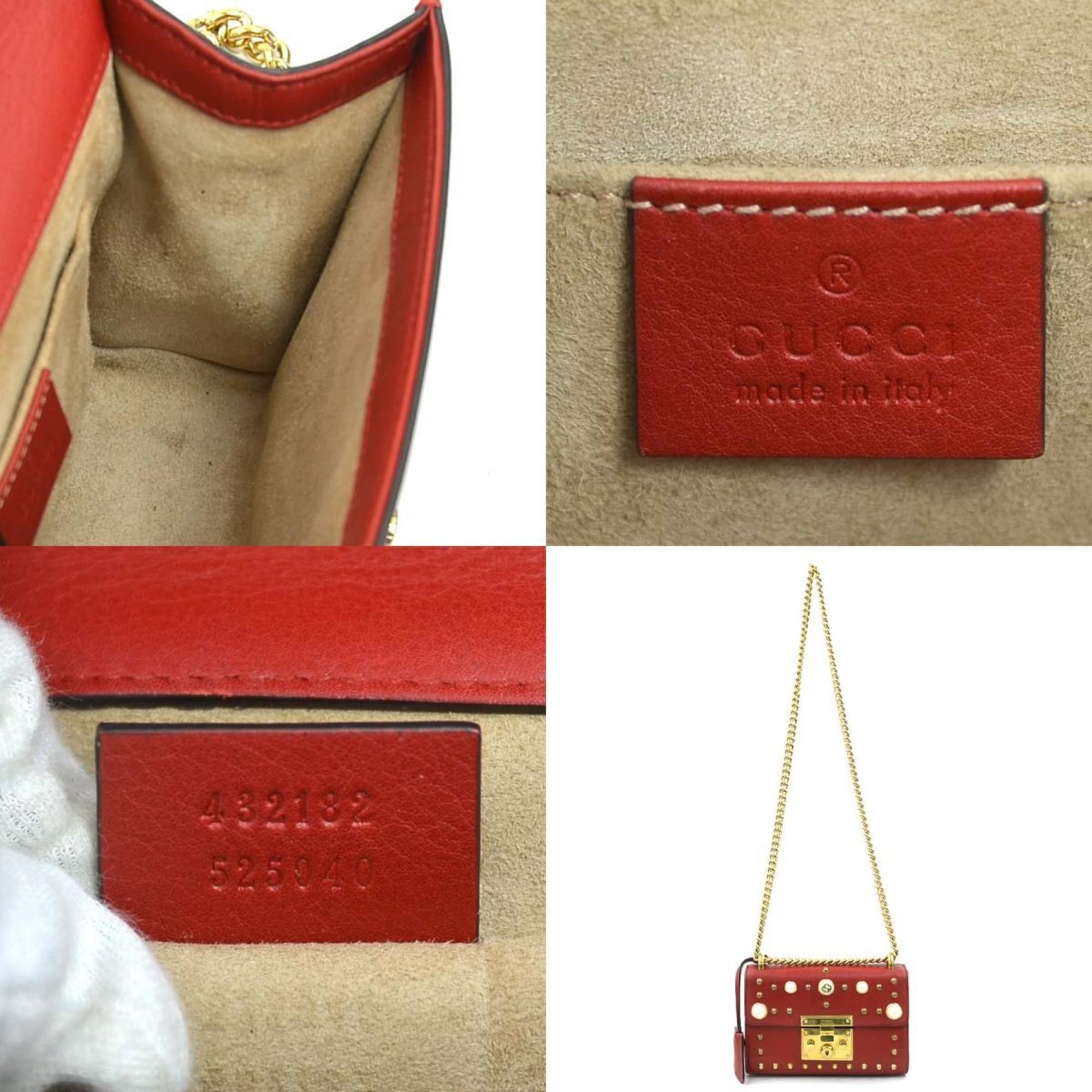 Gucci Gucci Shoulder Bag in Leather, Metal, and Faux Pearl, Red, Women's, 432182, H31797a Size ONE SIZE - 5 Thumbnail