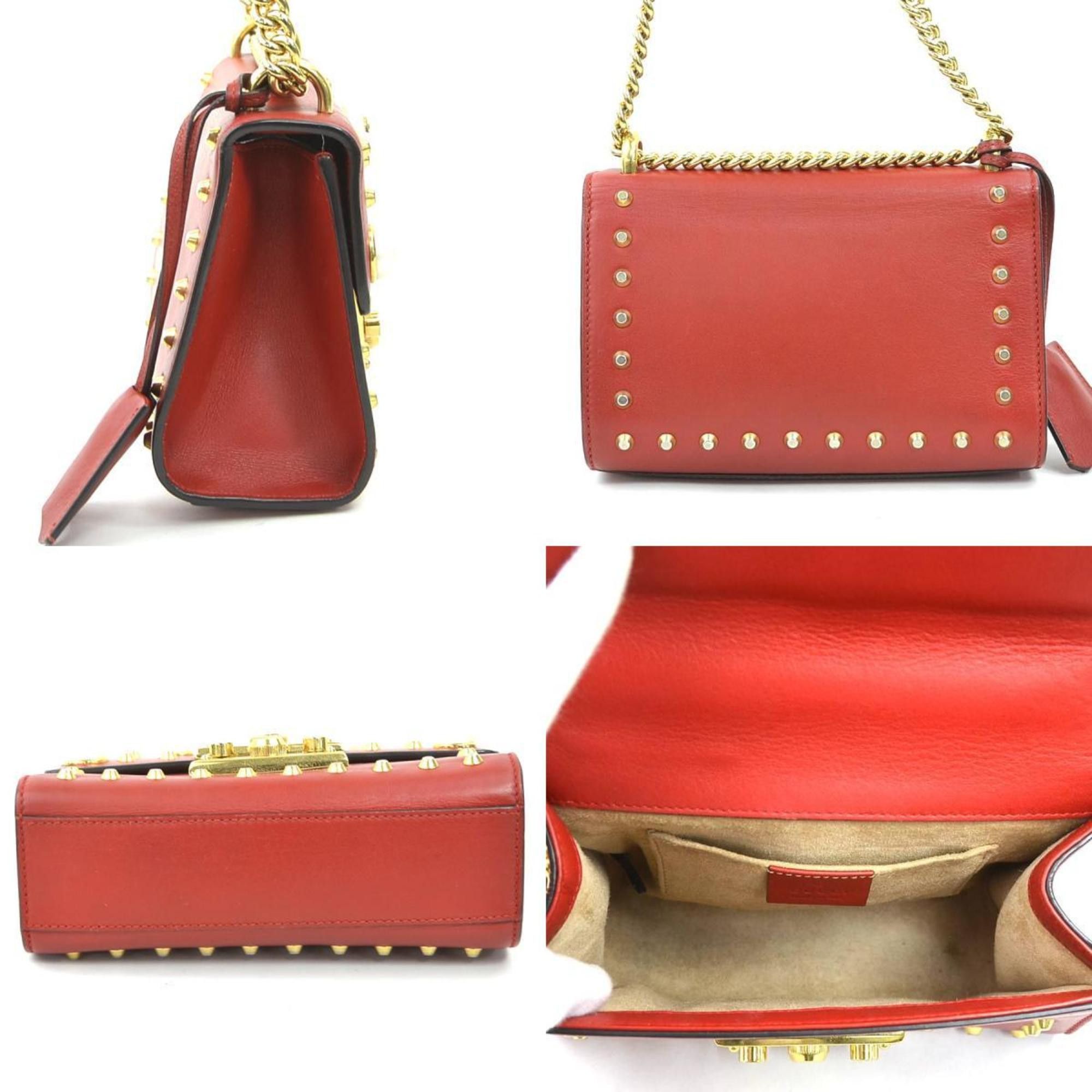 Gucci Gucci Shoulder Bag in Leather, Metal, and Faux Pearl, Red, Women's, 432182, H31797a Size ONE SIZE - 2 Thumbnail