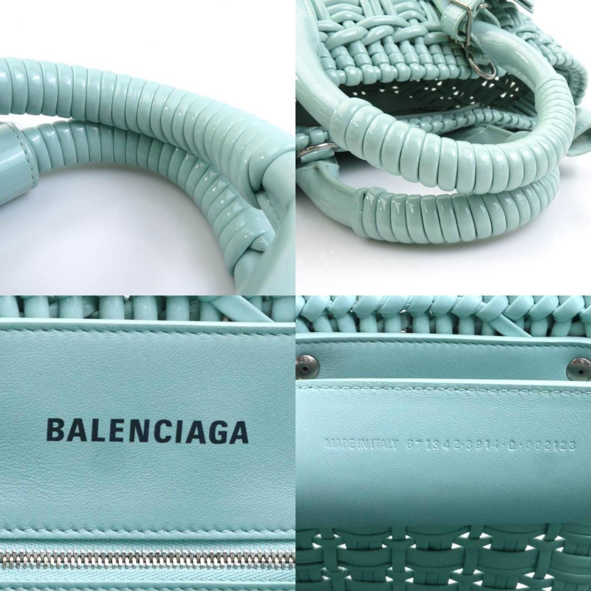 Balenciaga Balenciaga Bistro XS Basket Shoulder Bag in Polyurethane/Polyester, Light Blue and Silver, Women's, e61257g Size ONE SIZE - 5 Thumbnail