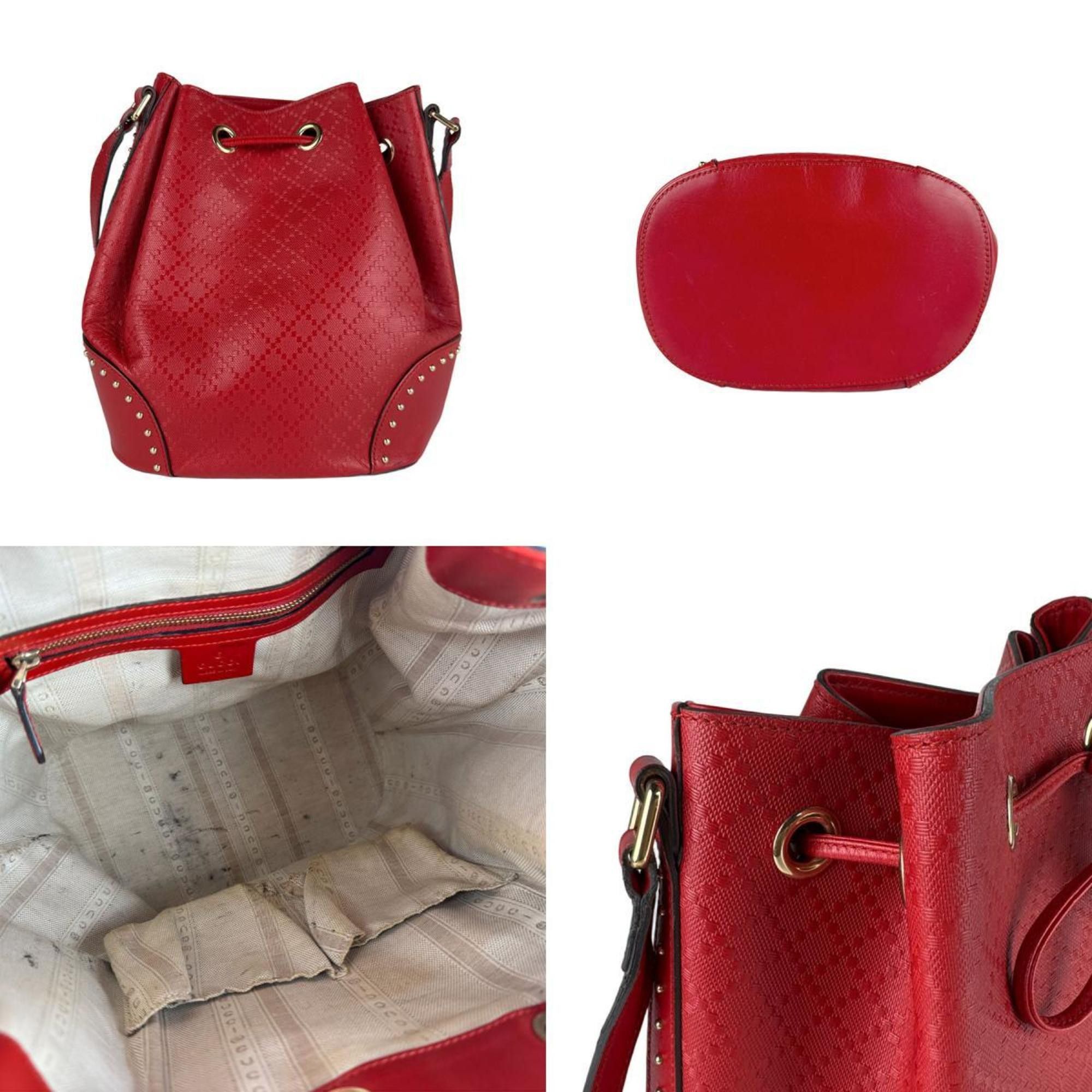 Gucci Gucci Diamante Leather Shoulder Bag, Red, Women's, 354228 z8048 Size ONE SIZE - 3 Thumbnail