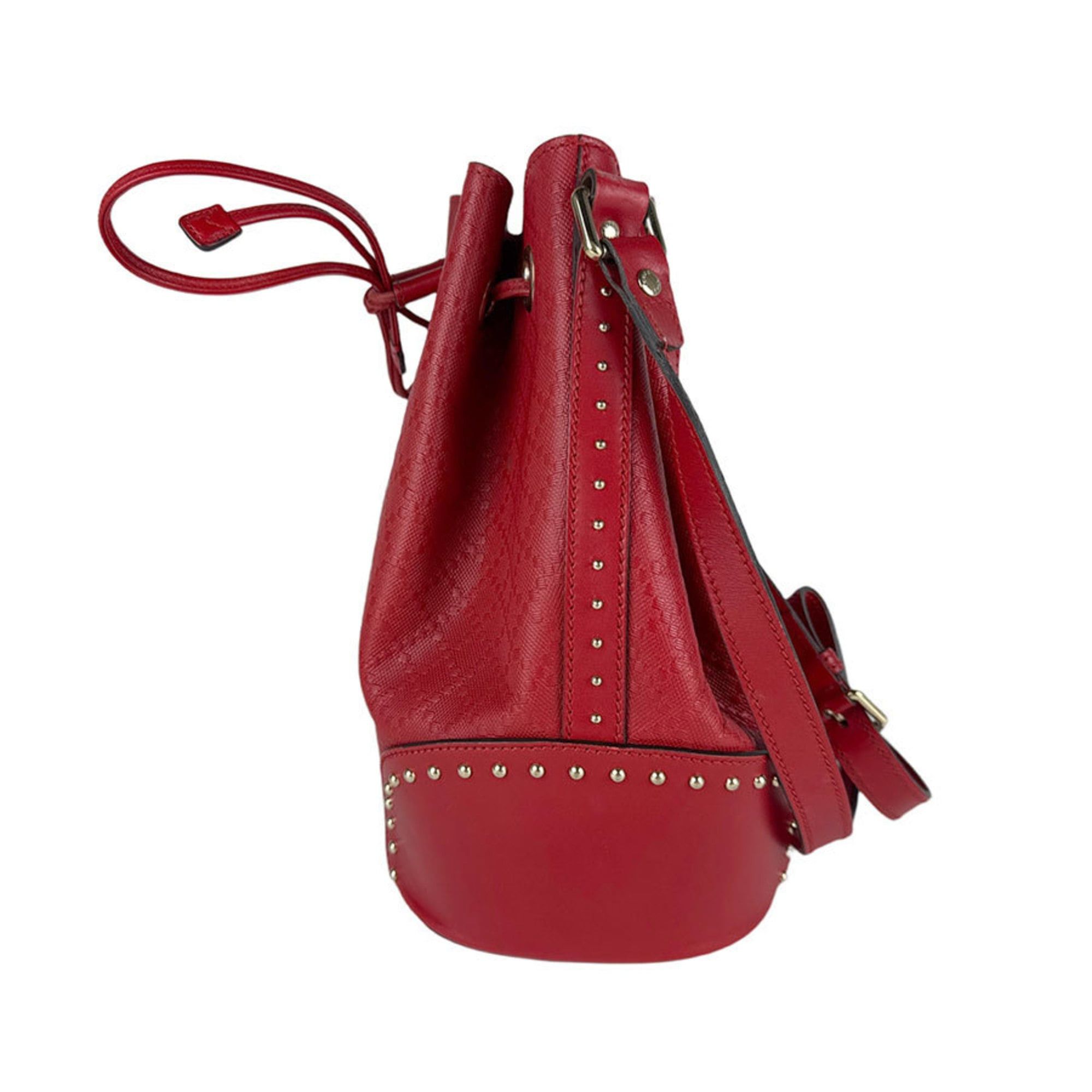 Gucci Gucci Diamante Leather Shoulder Bag, Red, Women's, 354228 z8048 Size ONE SIZE - 2 Thumbnail