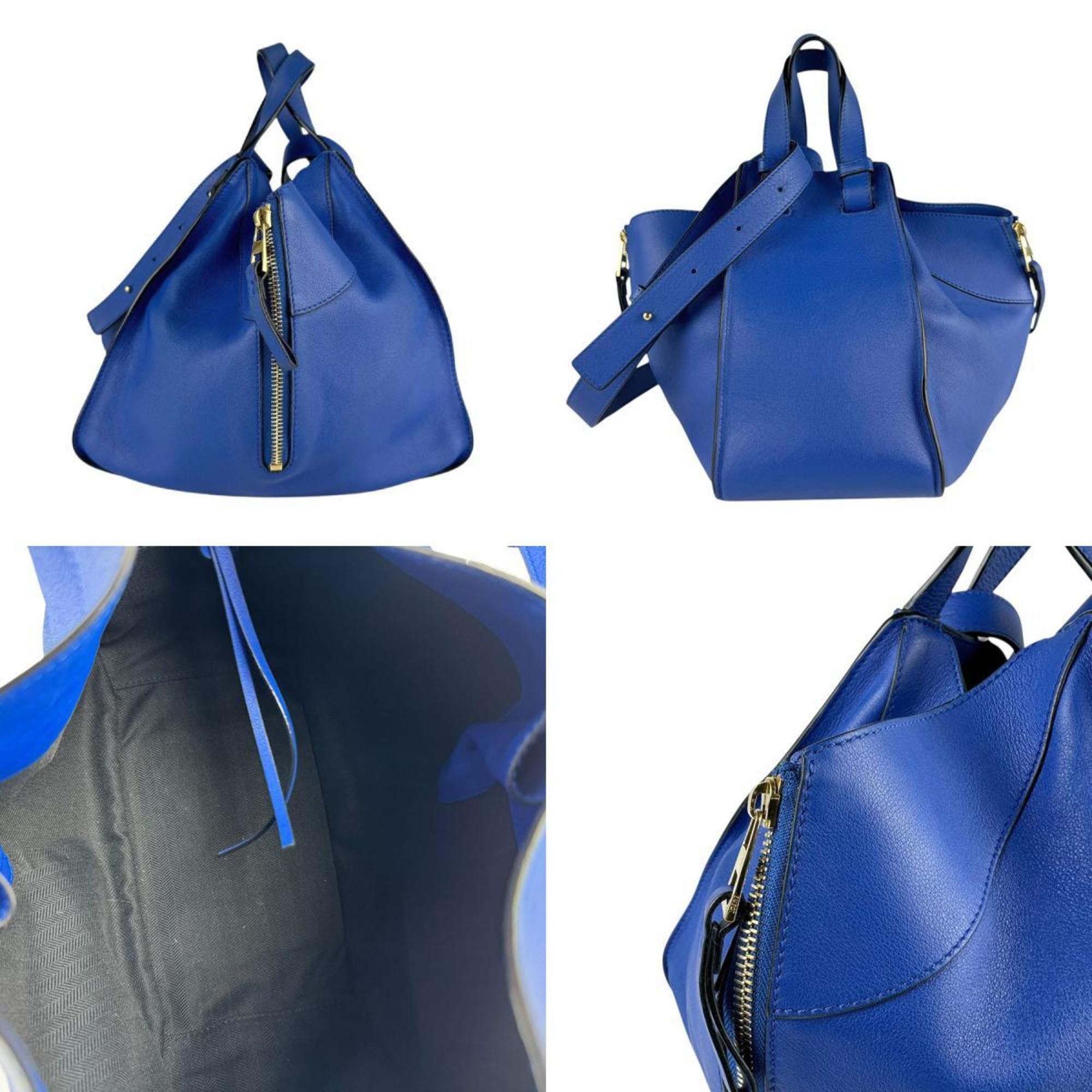 Loewe LOEWE Hammock Leather Handbag Shoulder Bag in Blue and Gold for Women z8058 Size ONE SIZE - 3 Thumbnail