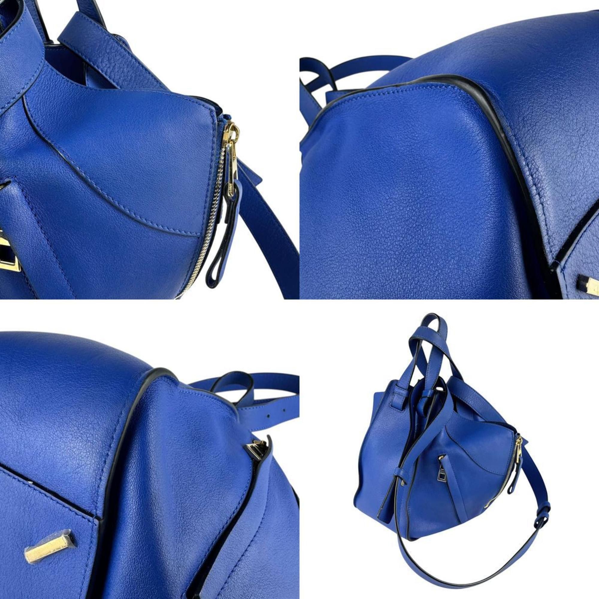 Loewe LOEWE Hammock Leather Handbag Shoulder Bag in Blue and Gold for Women z8058 Size ONE SIZE - 4 Thumbnail
