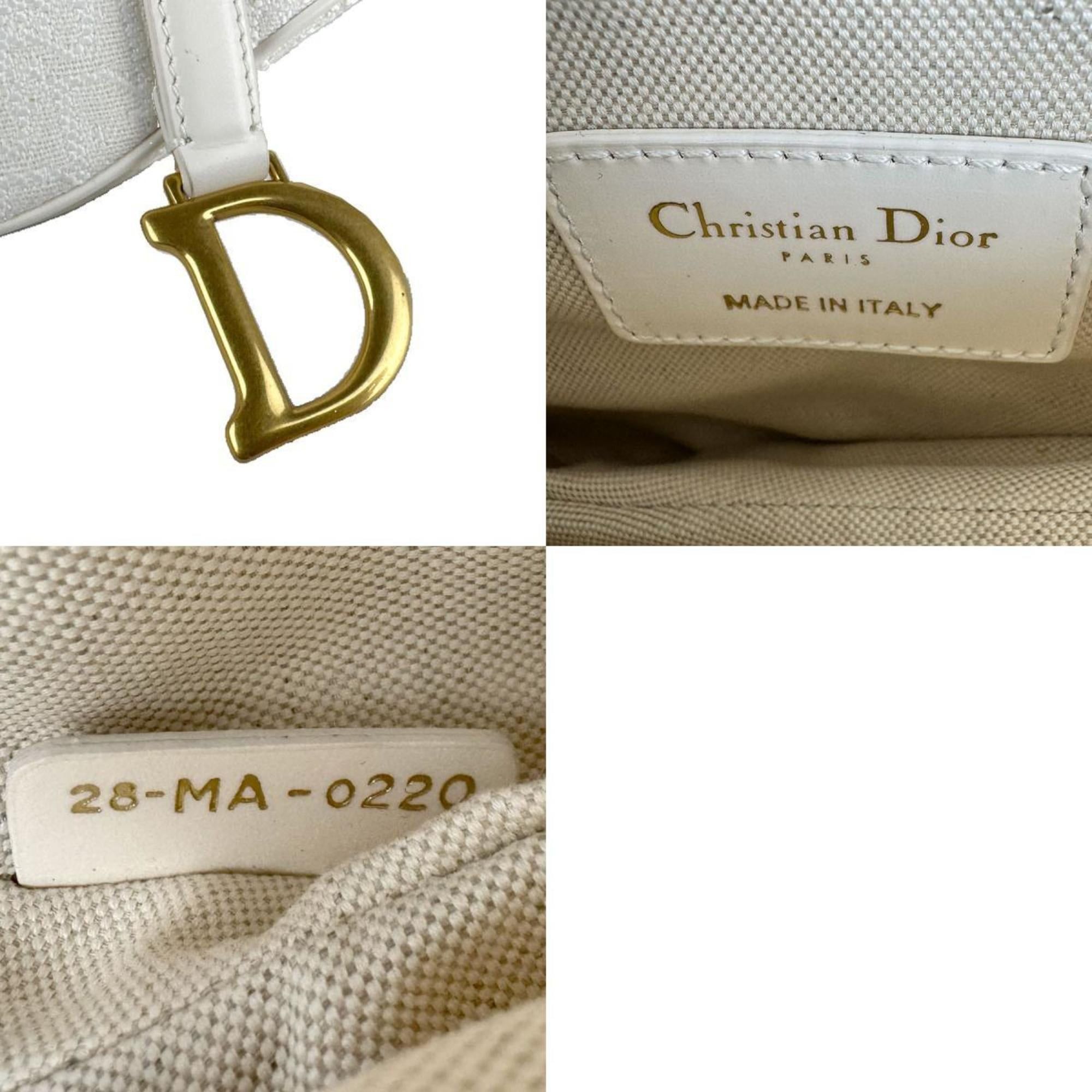 Dior Christian Dior Saddle Handbag in Canvas/Leather, White, Women's, Z8031 Size ONE SIZE - 5 Thumbnail