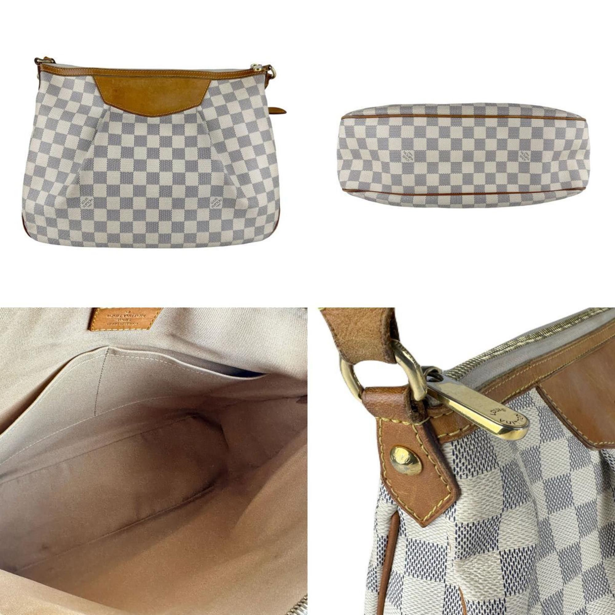Louis Vuitton Damier Azur Siracusa MM Shoulder Bag in Canvas with Azure Gold, Women's, N41112 z8034