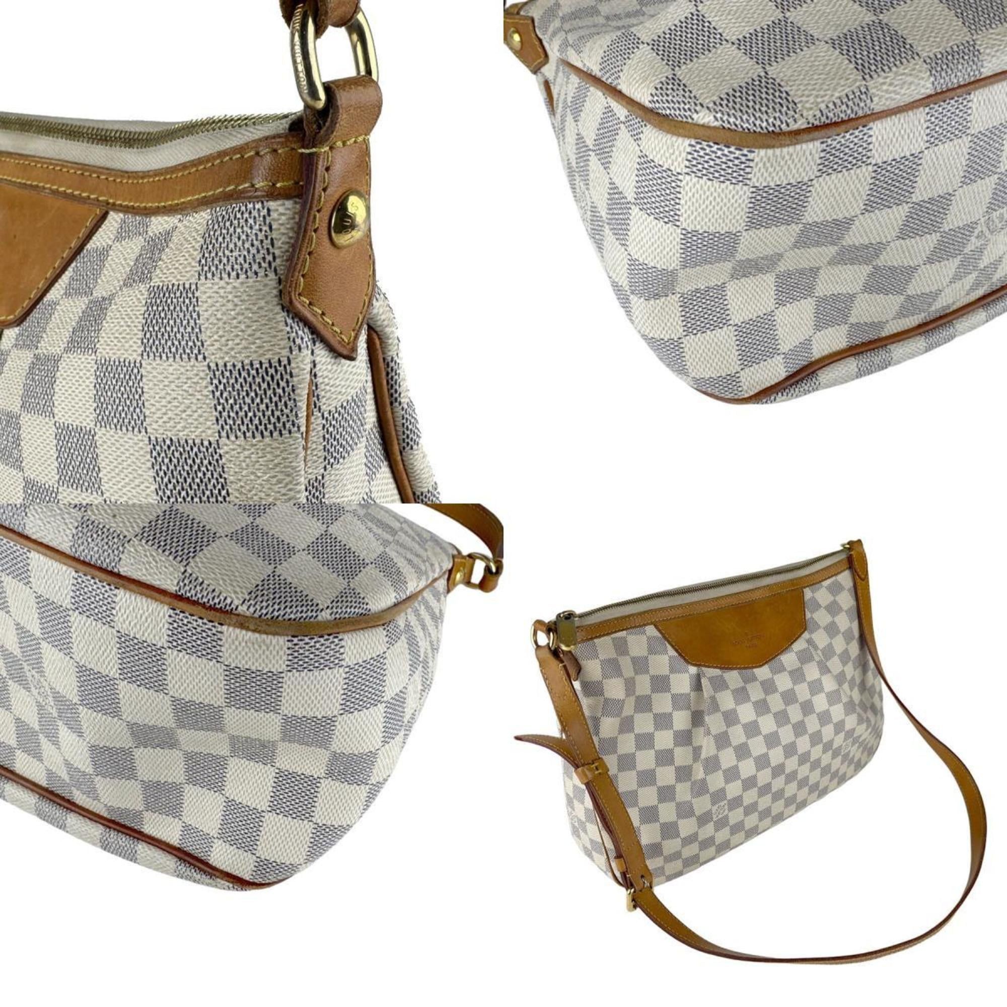 Louis Vuitton Damier Azur Siracusa MM Shoulder Bag in Canvas with Azure Gold, Women's, N41112 z8034