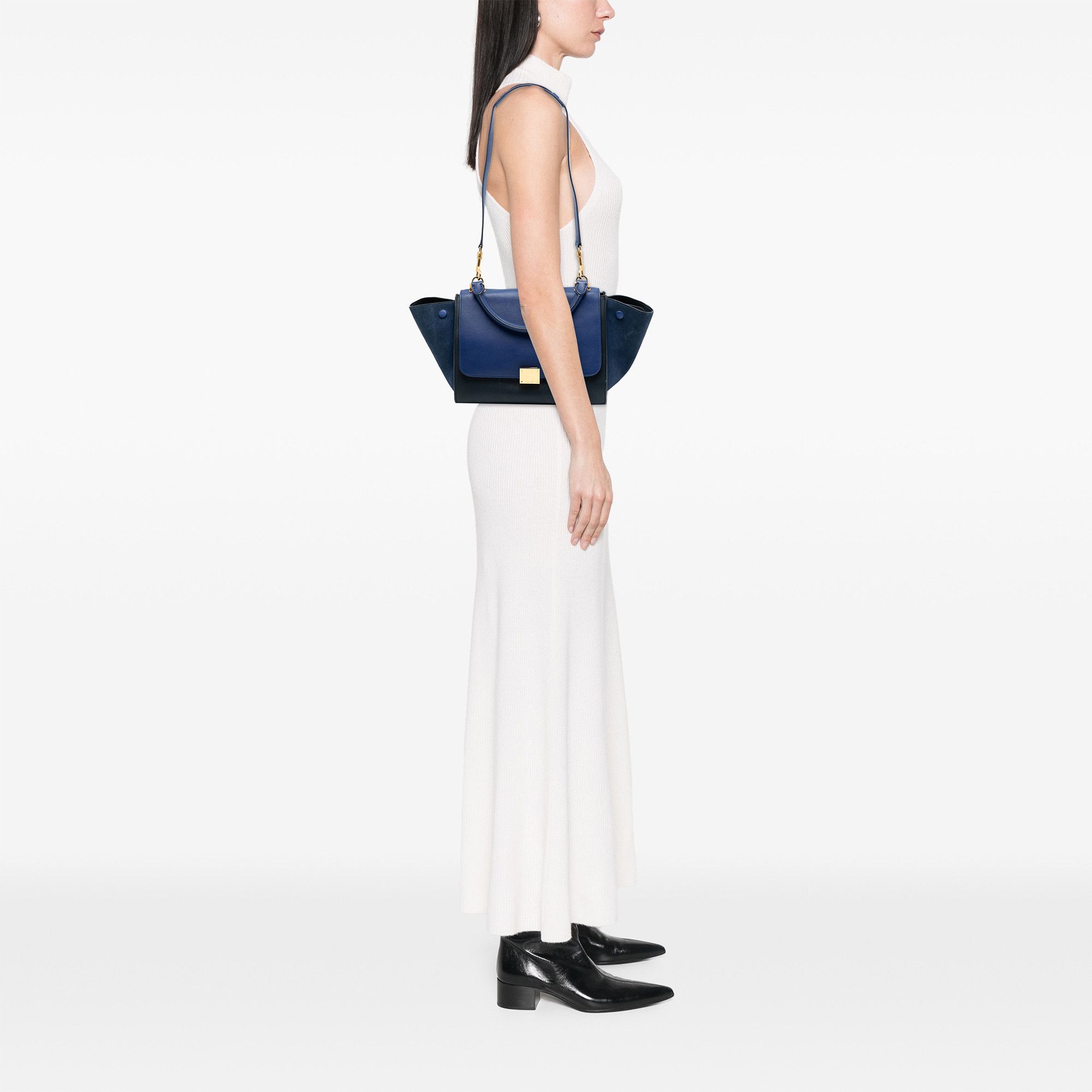 Celine Celine Small Bicolor Calfskin and Suede Trapeze Satchel Size ONE SIZE - 7 Thumbnail
