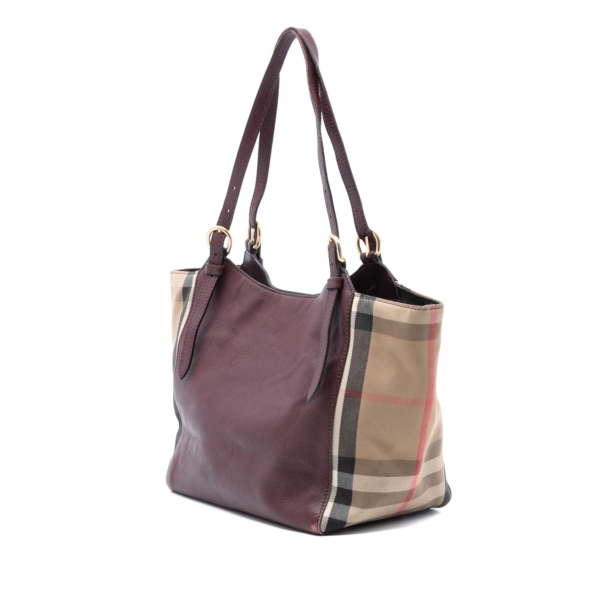 Burberry Burberry Small Leather and House Check Canvas Canterbury Tote Size ONE SIZE - 2 Thumbnail