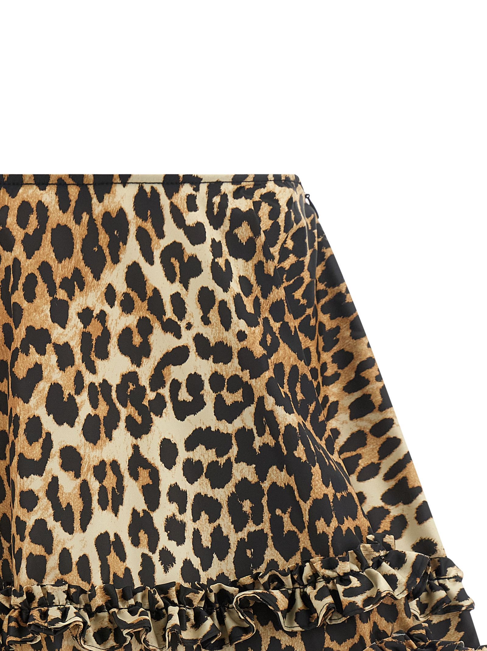 Ganni 'Leopard Duchesse Nylon Mini Frill' Skirt Size 24" / US 00 / IT 34 - 3 Thumbnail