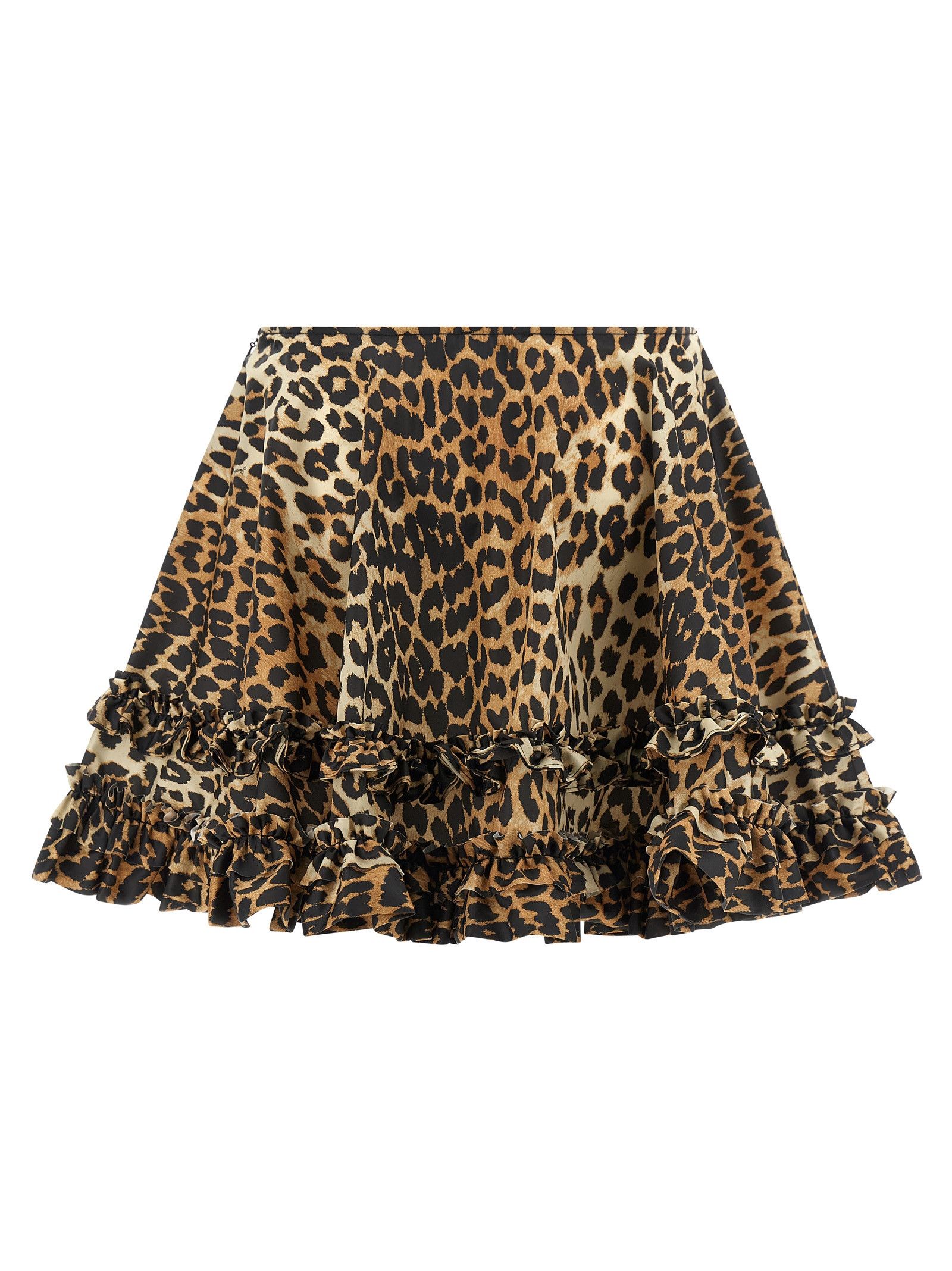 Ganni 'Leopard Duchesse Nylon Mini Frill' Skirt Size 26" / US 2 / IT 38 - 2 Thumbnail