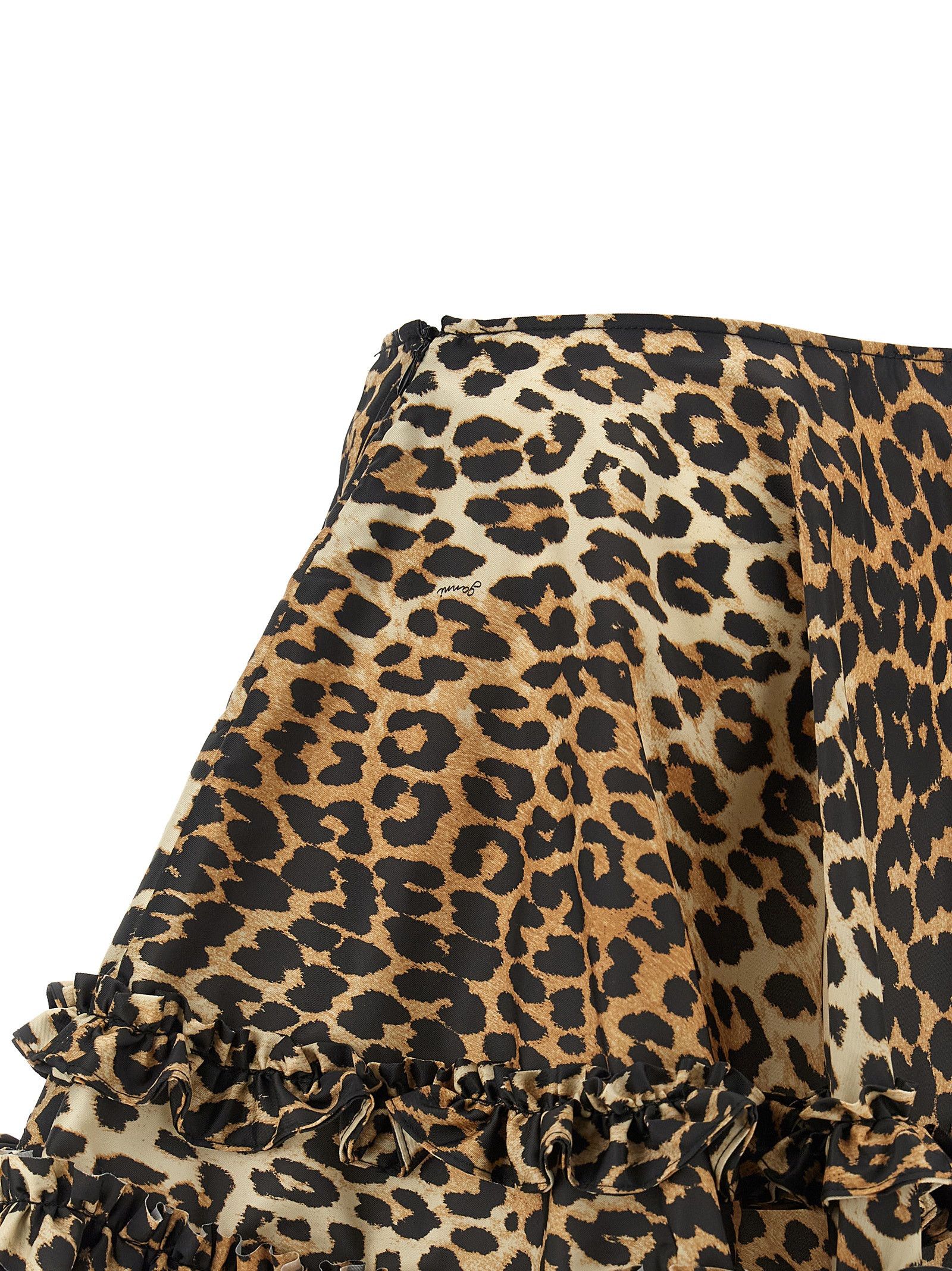Ganni 'Leopard Duchesse Nylon Mini Frill' Skirt Size 26" / US 2 / IT 38 - 4 Thumbnail