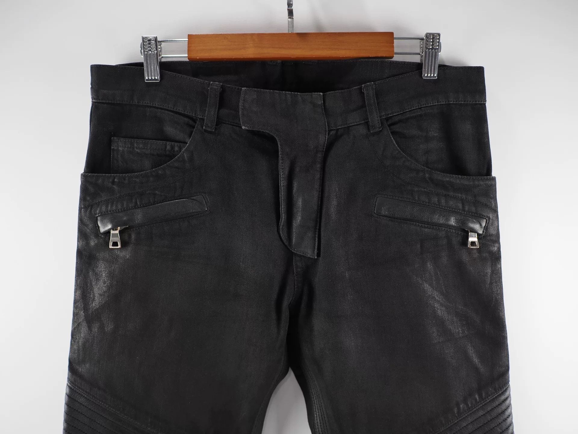 Balmain Balmain Bi-material Biker Jeans in Black Size US 32 / EU 48 - 3 Thumbnail