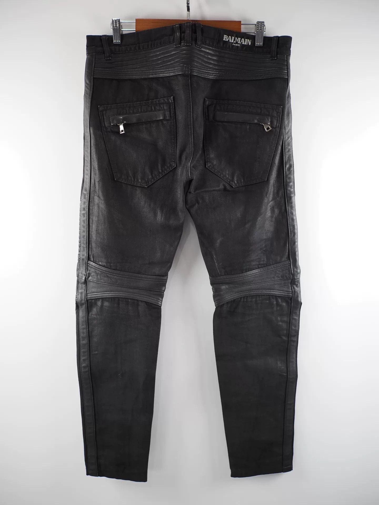 Balmain Balmain Bi-material Biker Jeans in Black Size US 32 / EU 48 - 2 Thumbnail