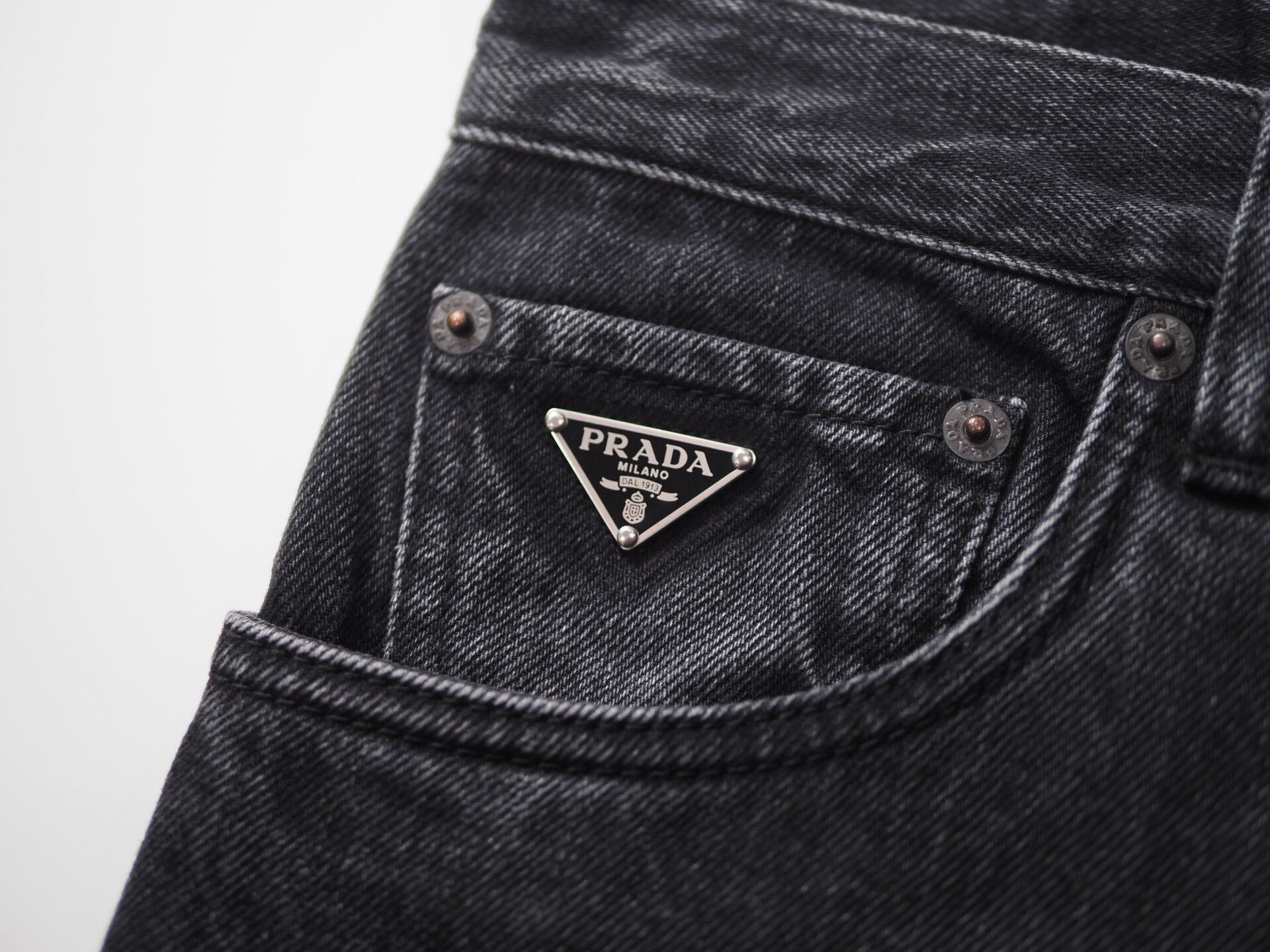Prada black distressed prada triangle logo jeans Size US 30 / EU 46 - 3 Thumbnail