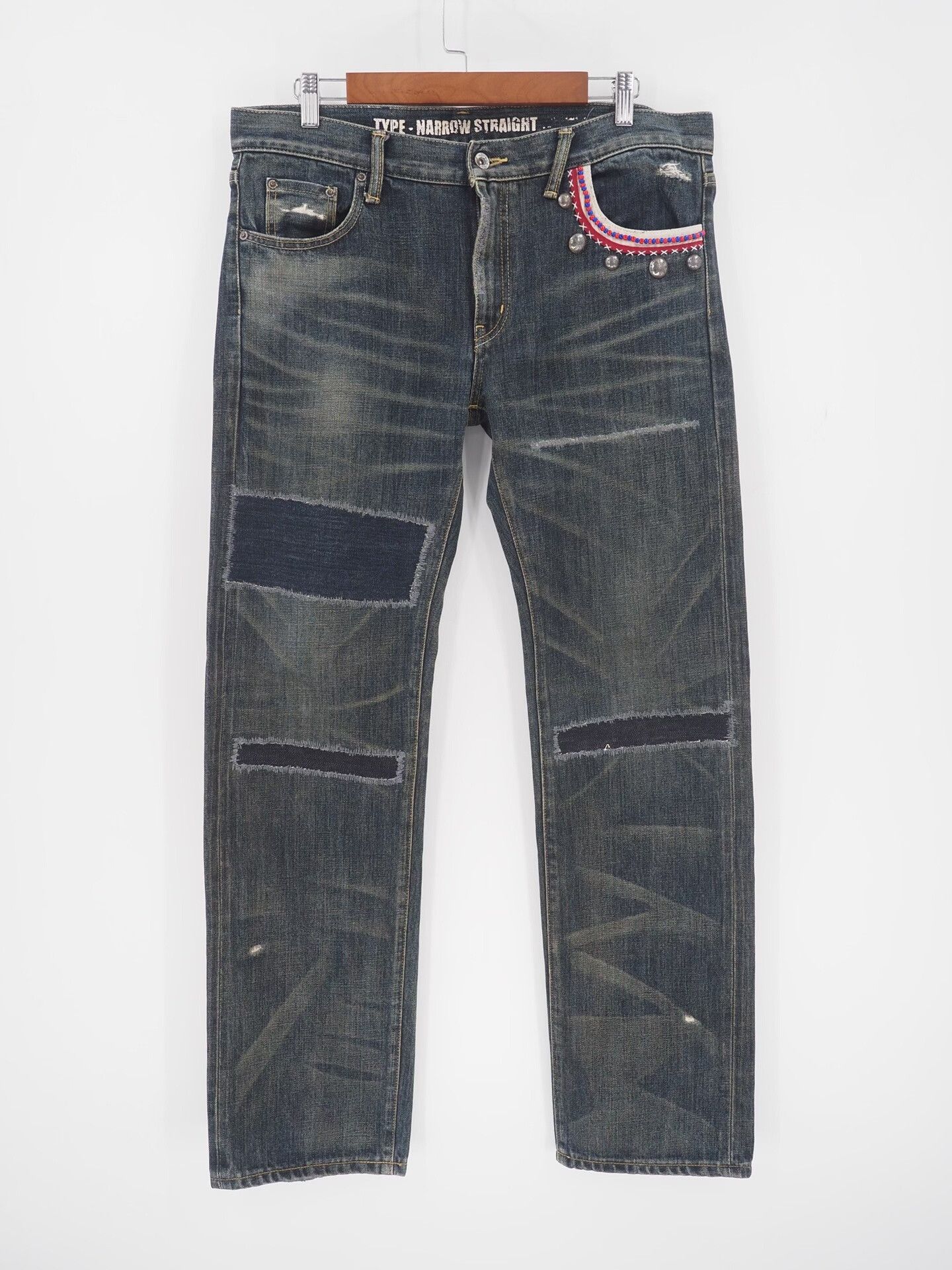 Neighborhood blue beaded savage narrow denim pants Size US 34 / EU 50 - 3 Thumbnail