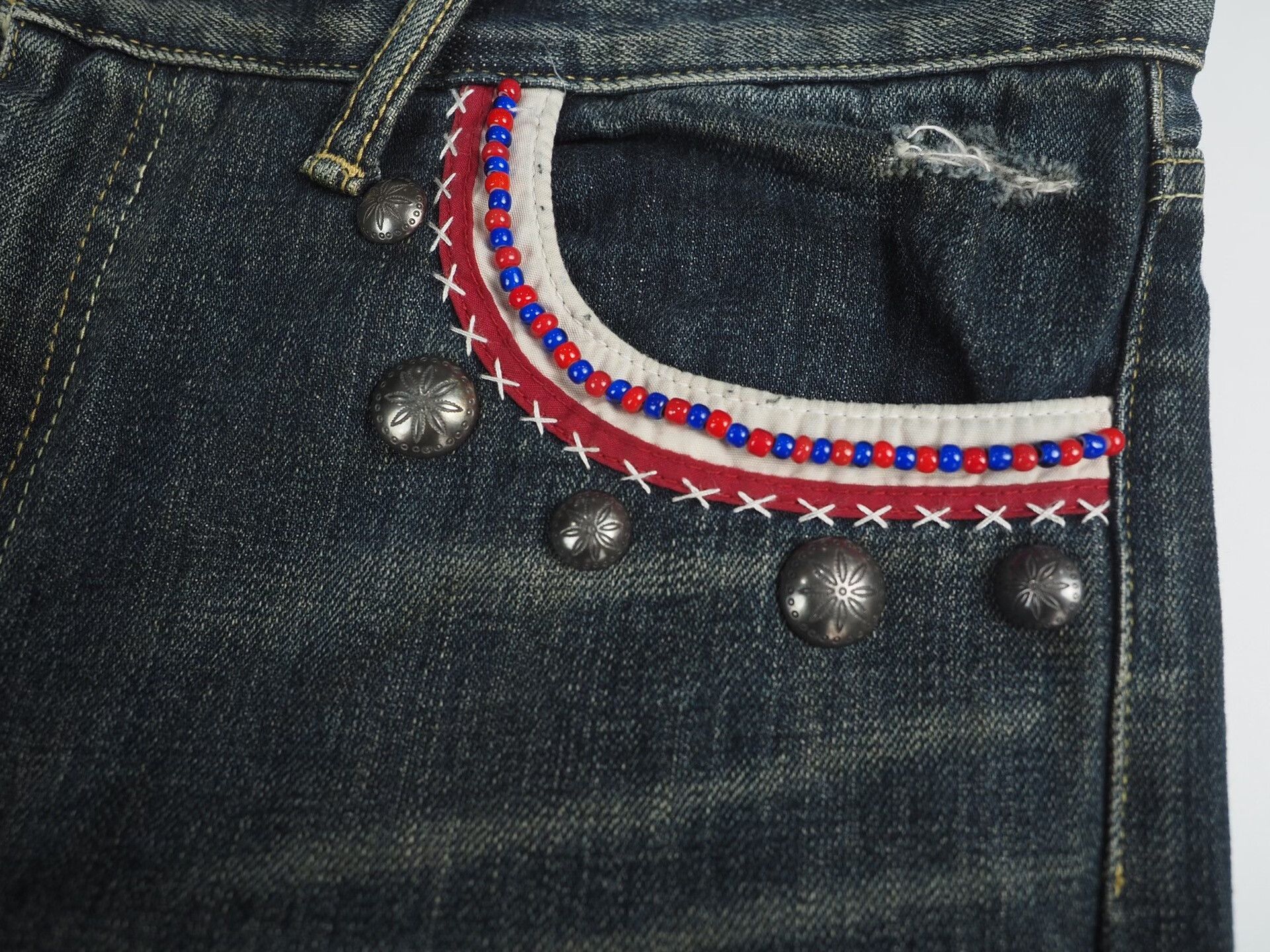 Neighborhood blue beaded savage narrow denim pants Size US 34 / EU 50 - 5 Thumbnail