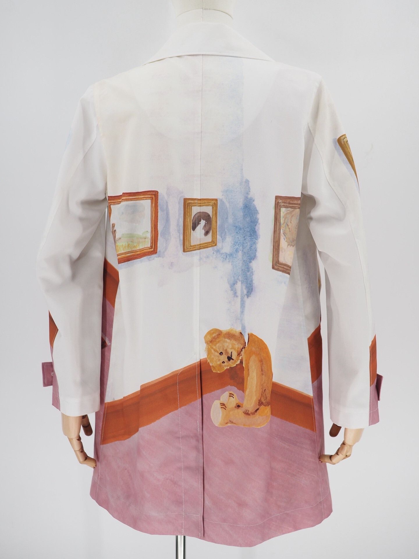 white oil painting trench coat